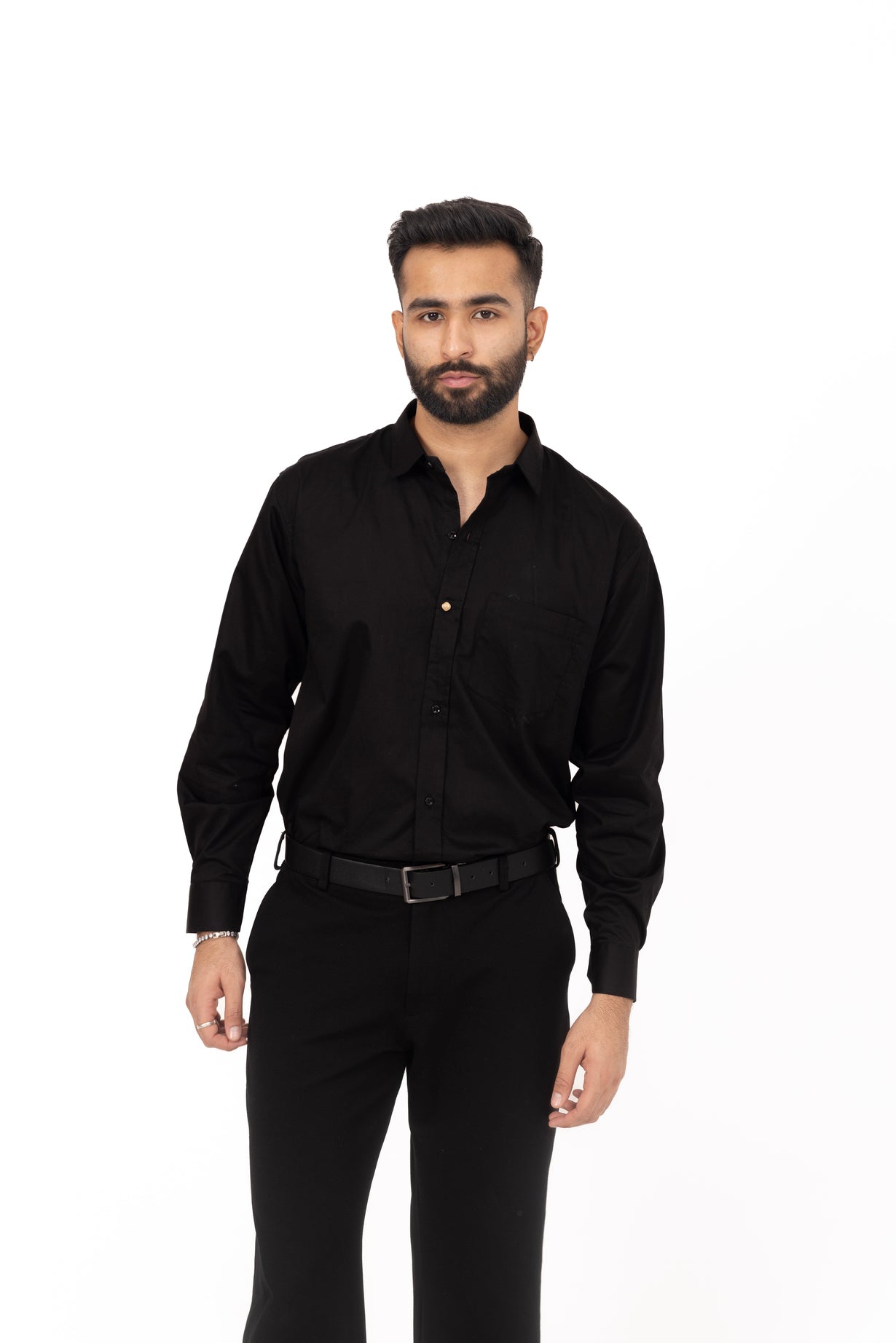 Black Shirt in Giza Cotton