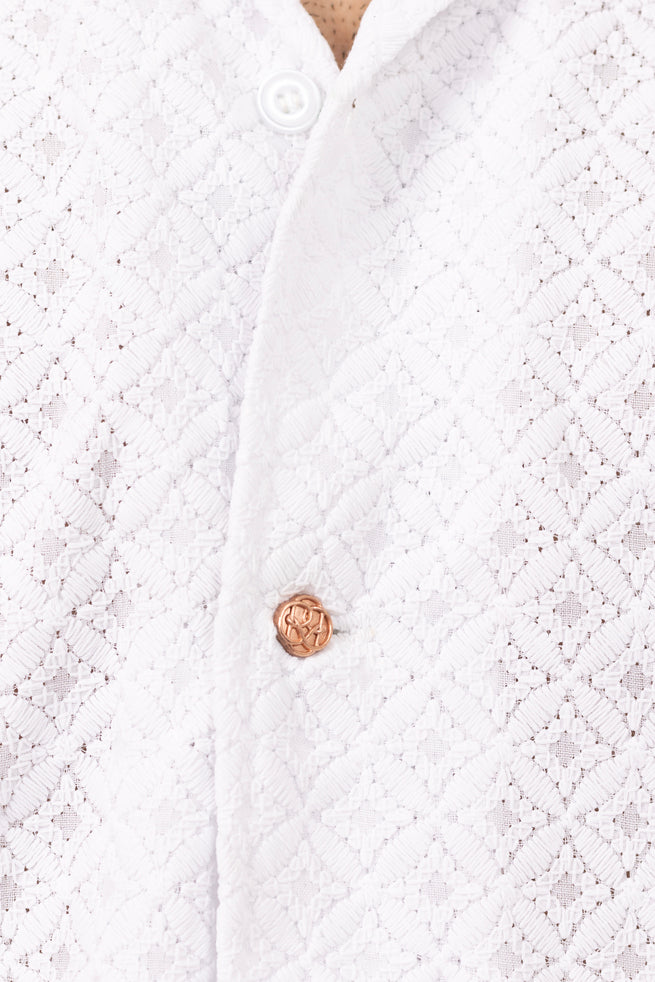 Argyle Full Embroidered Shirt in Cotton