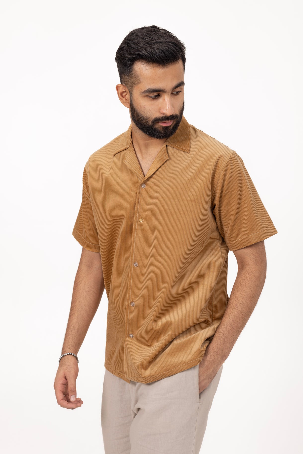Tan Corduroy Shirt in Cotton