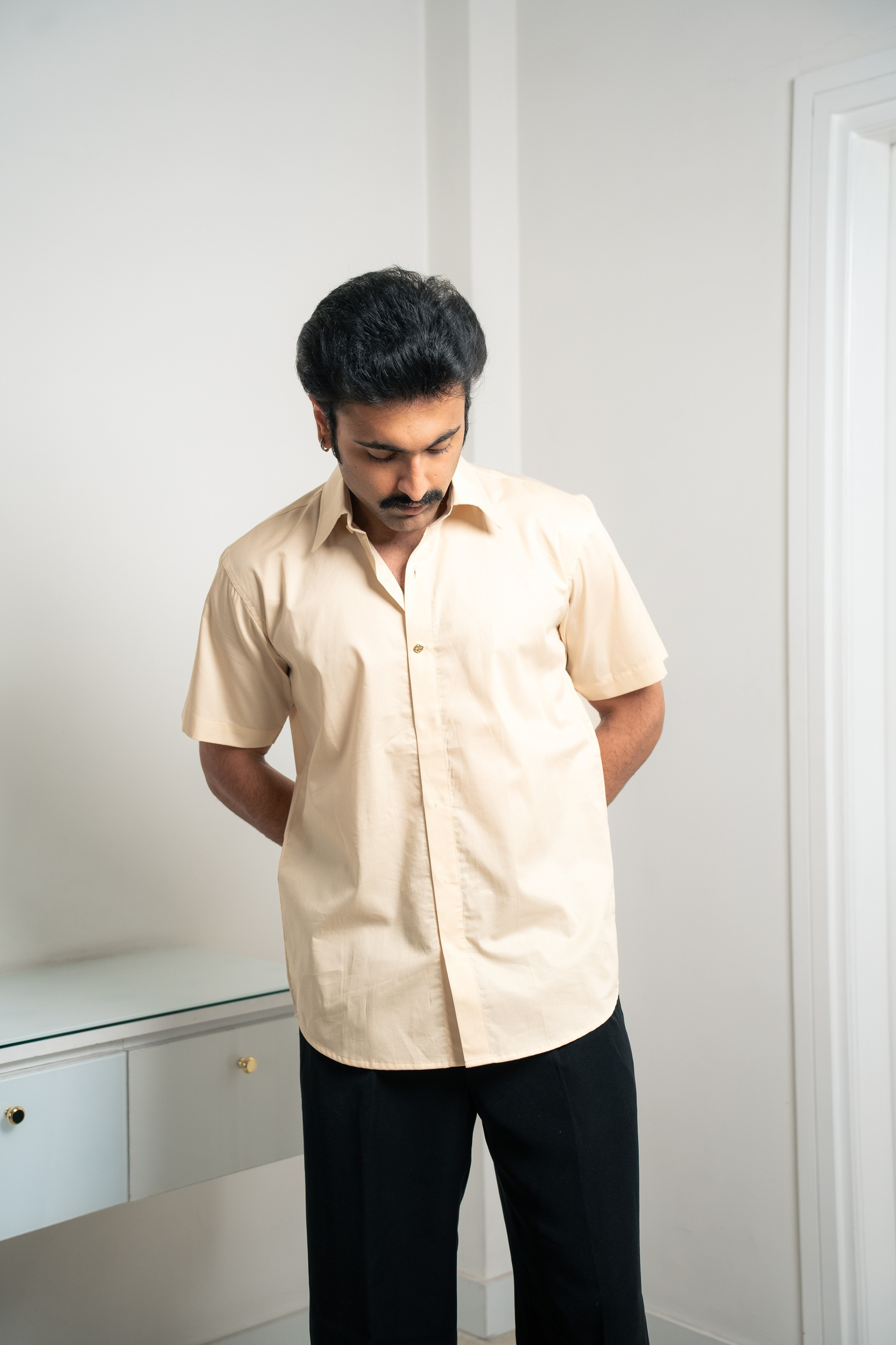 "Monaco" Beige Giza Cotton Shirt