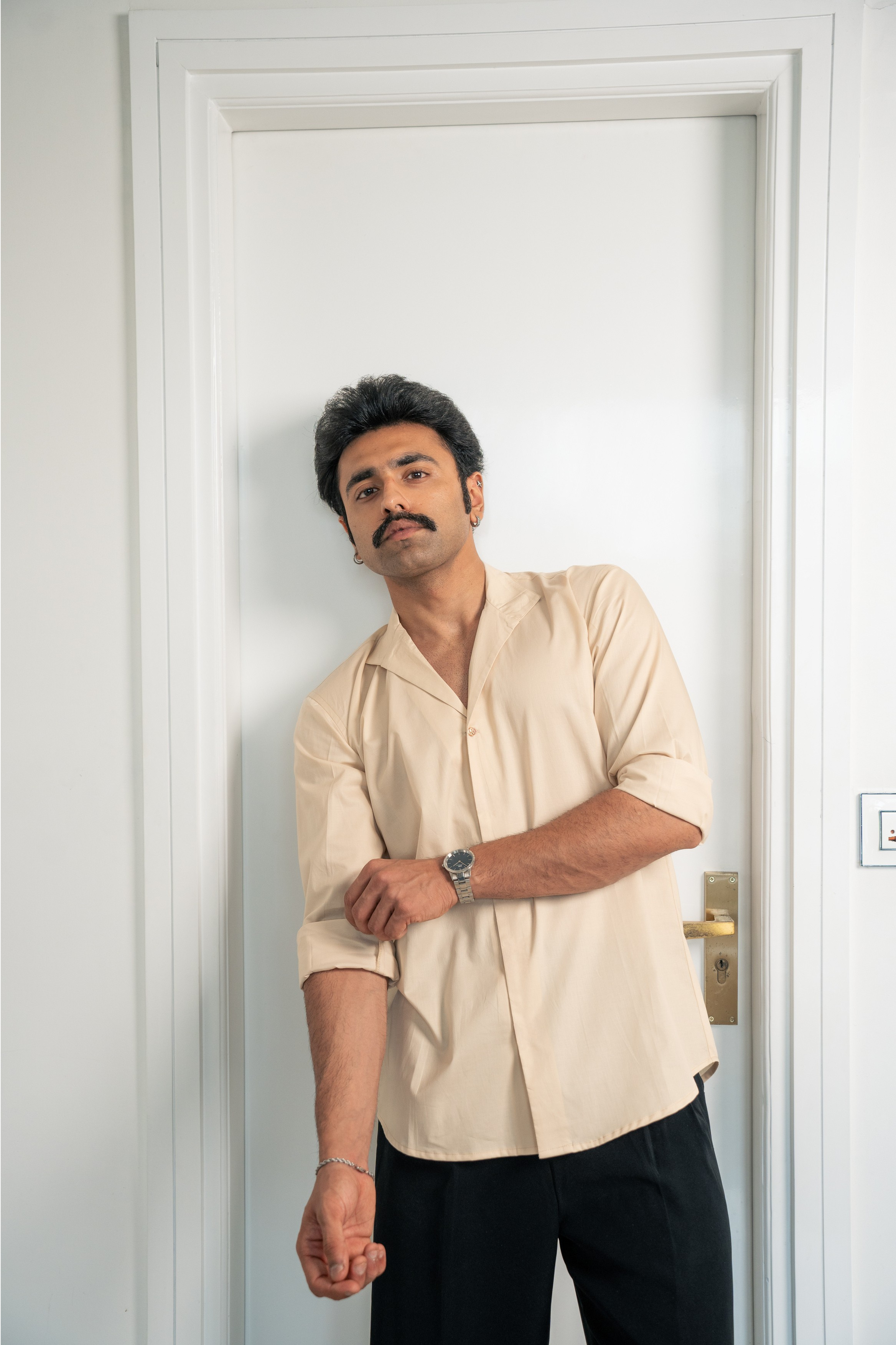 “The Ambassador” Beige Giza Cotton Shirt