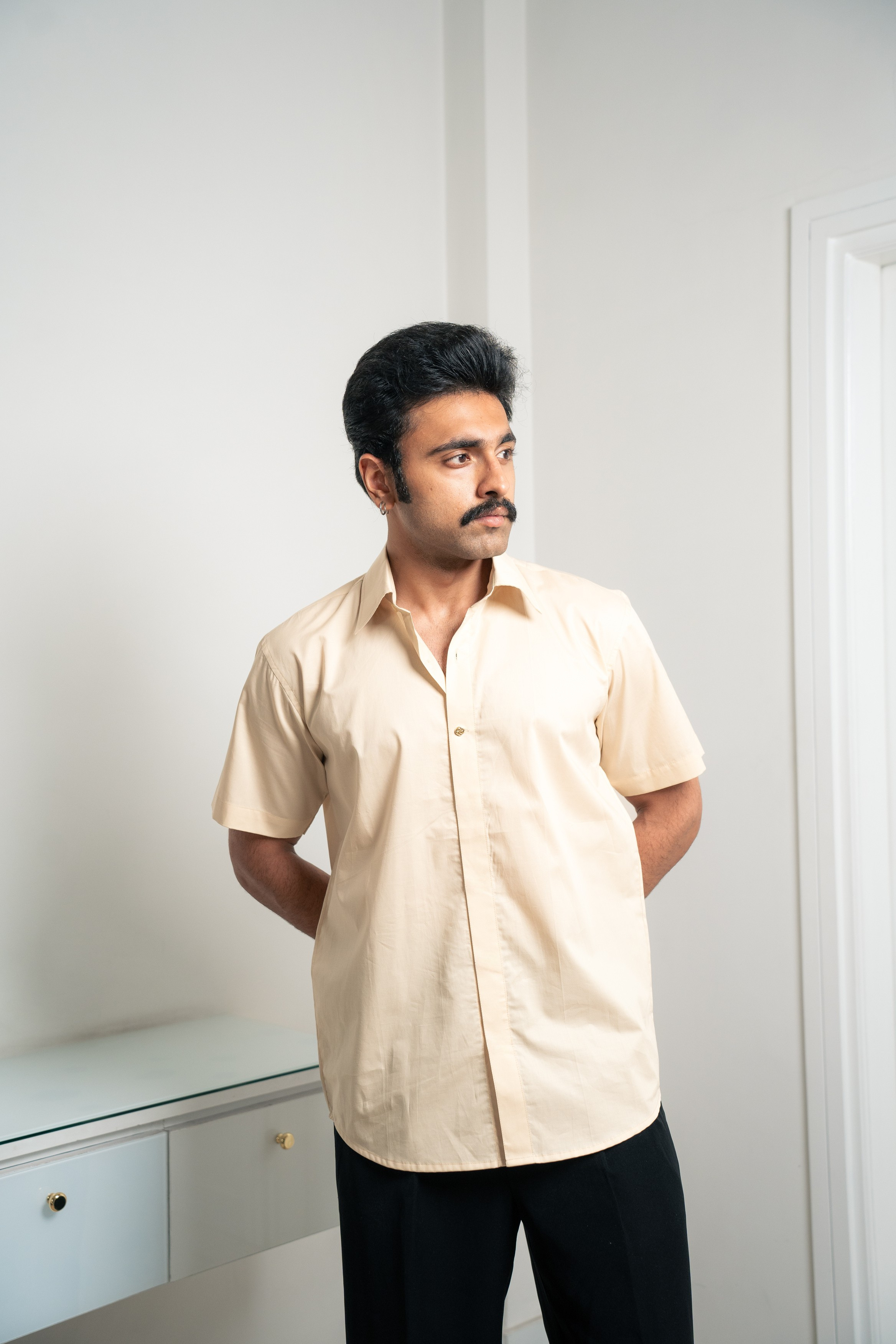 "Monaco" Beige Giza Cotton Shirt