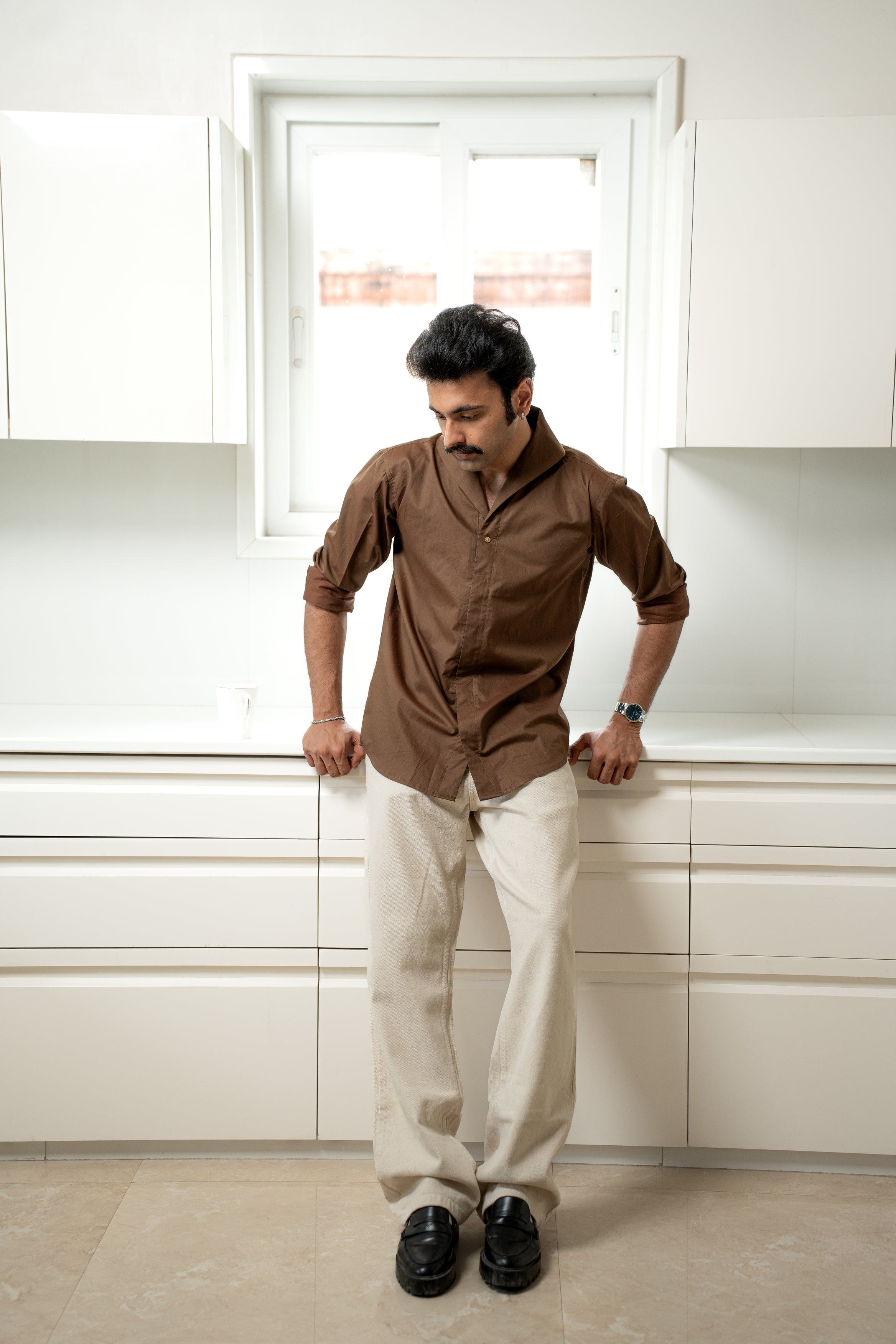 “The Icon” Brown in Giza Cotton Shirt