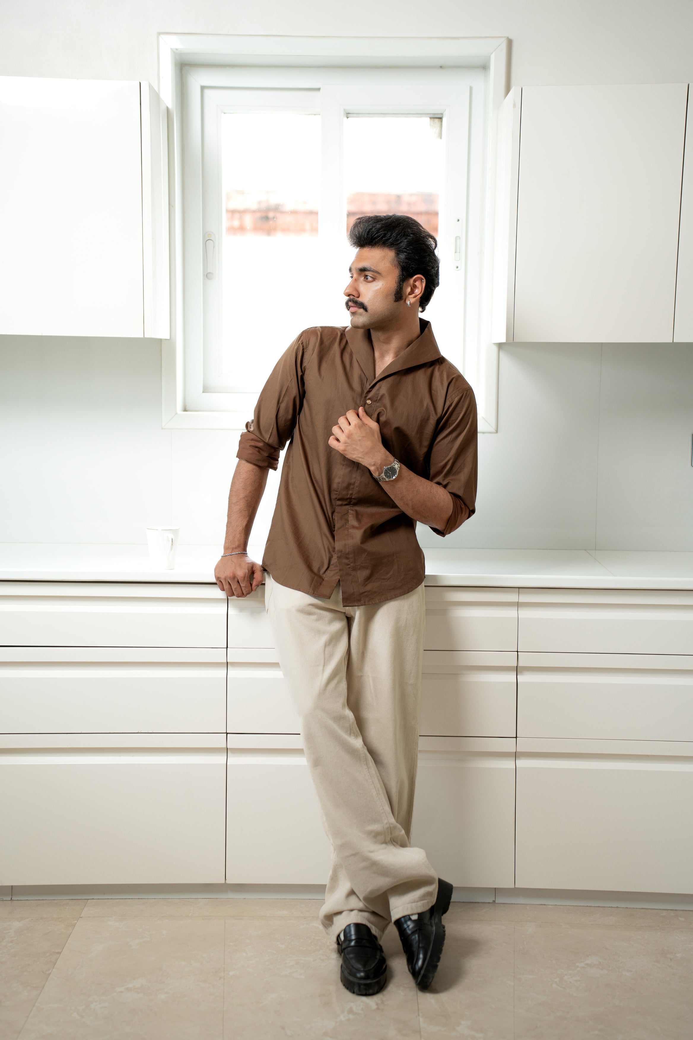 “The Icon” Brown in Giza Cotton Shirt