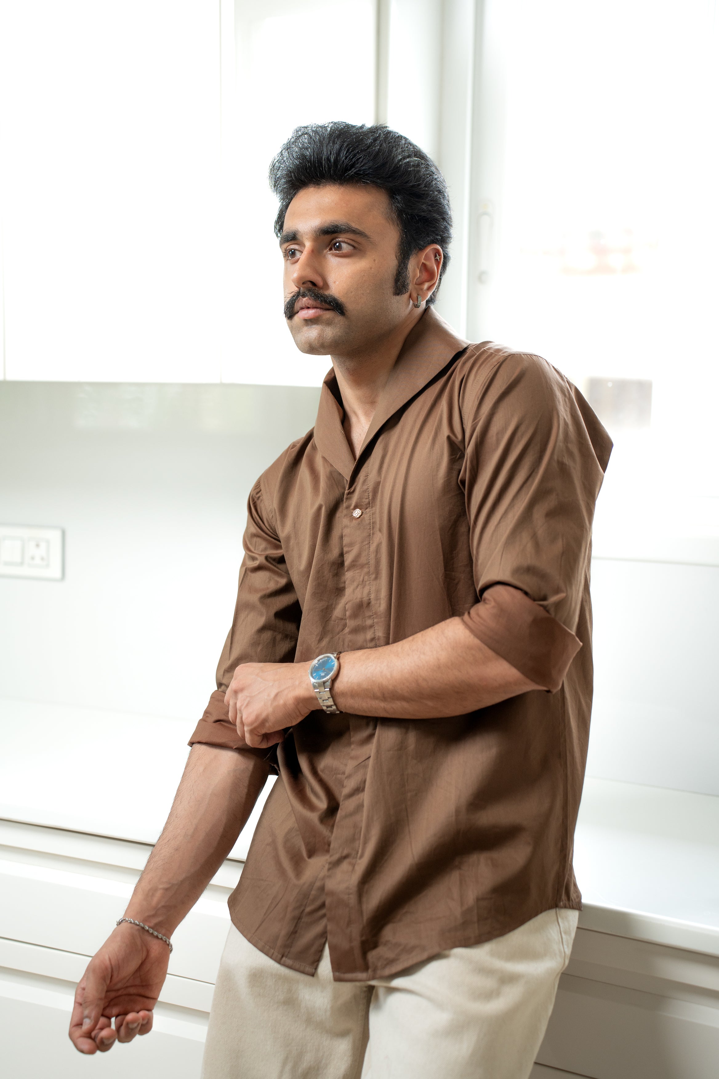 “The Icon” Brown in Giza Cotton Shirt