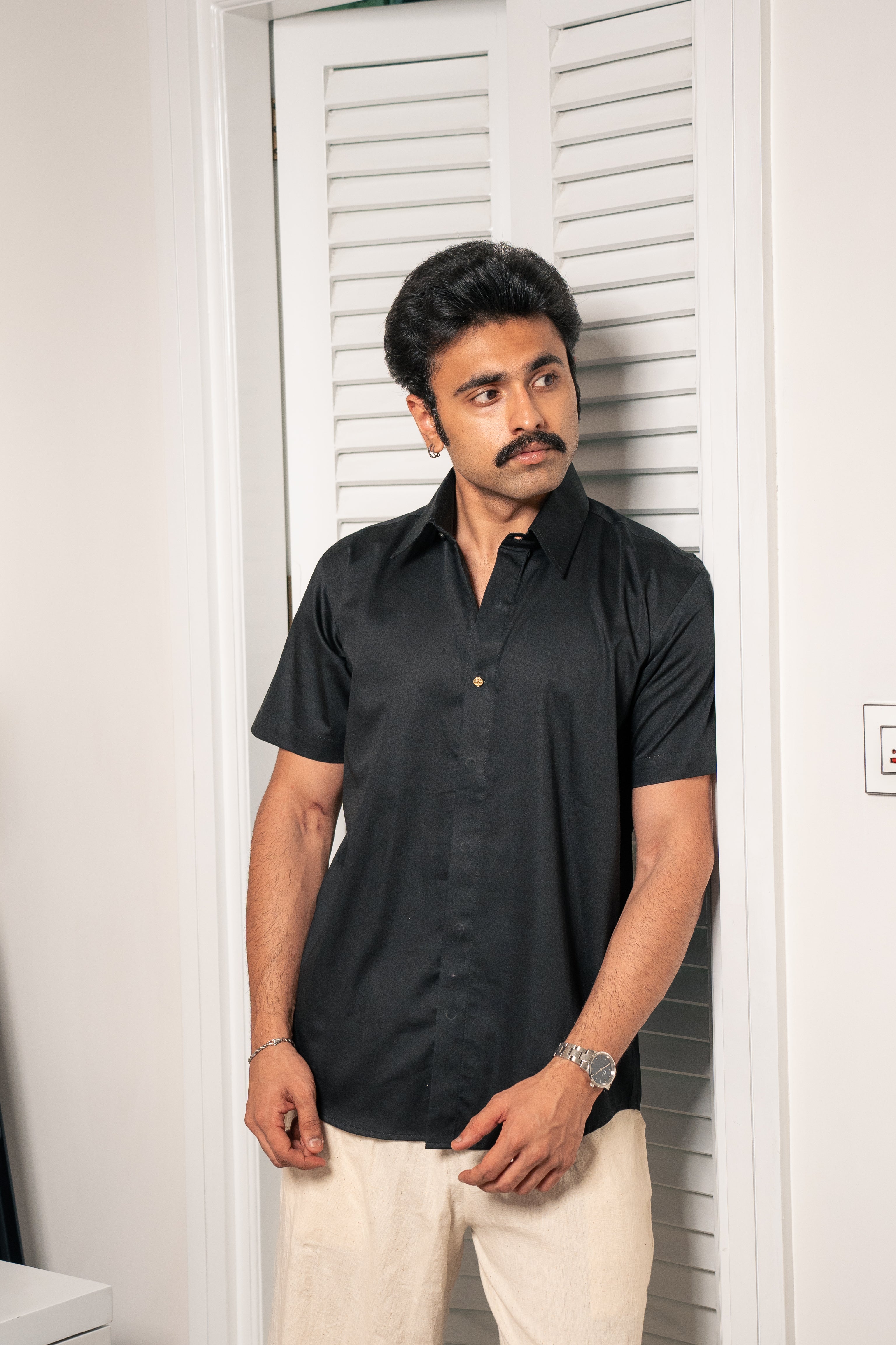 "Monaco" Black Giza Cotton Shirt