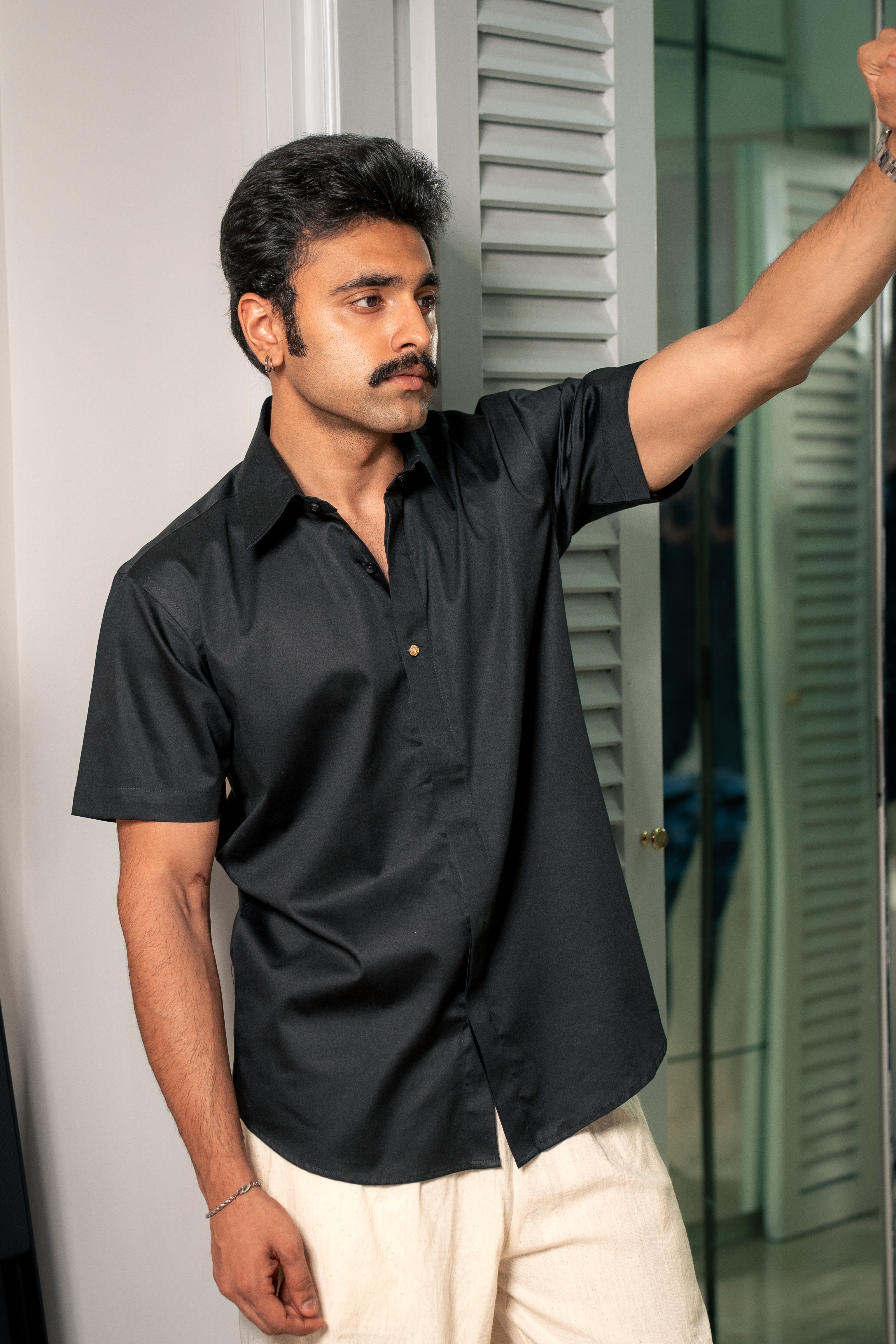 "Monaco" Black Giza Cotton Shirt