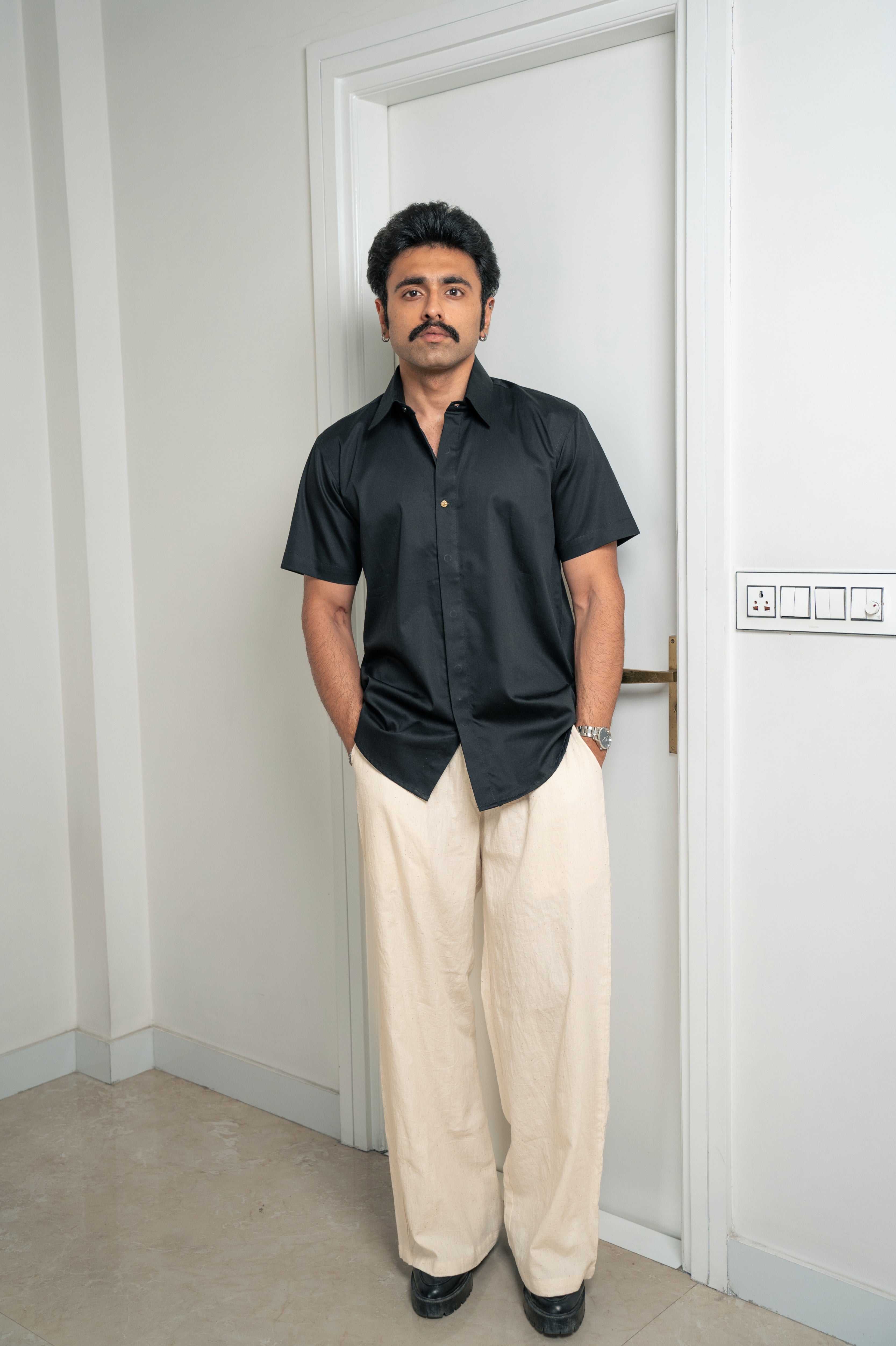 "Monaco" Black Giza Cotton Shirt