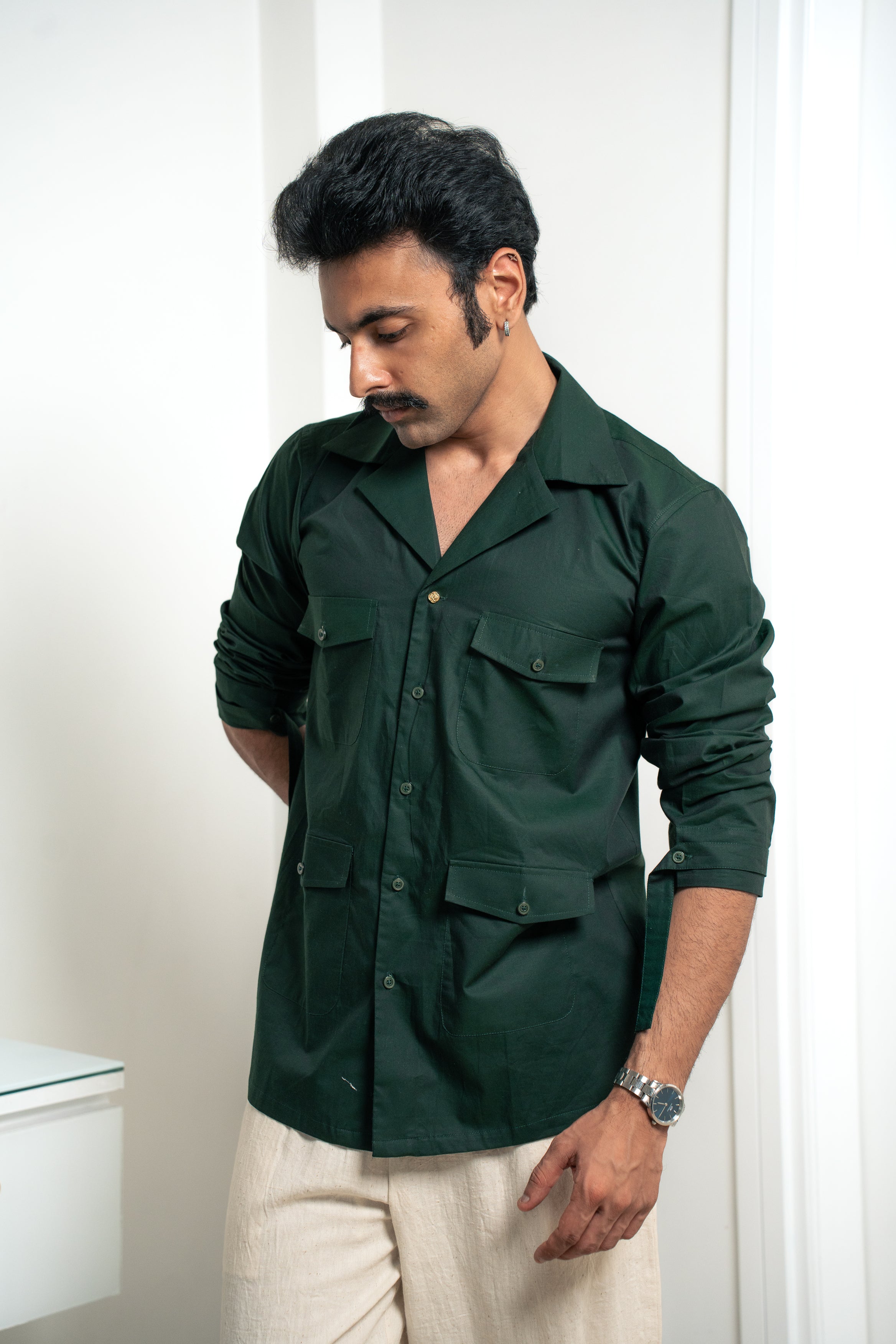 "The Hunter" Emerald Green Giza Cotton Shirt