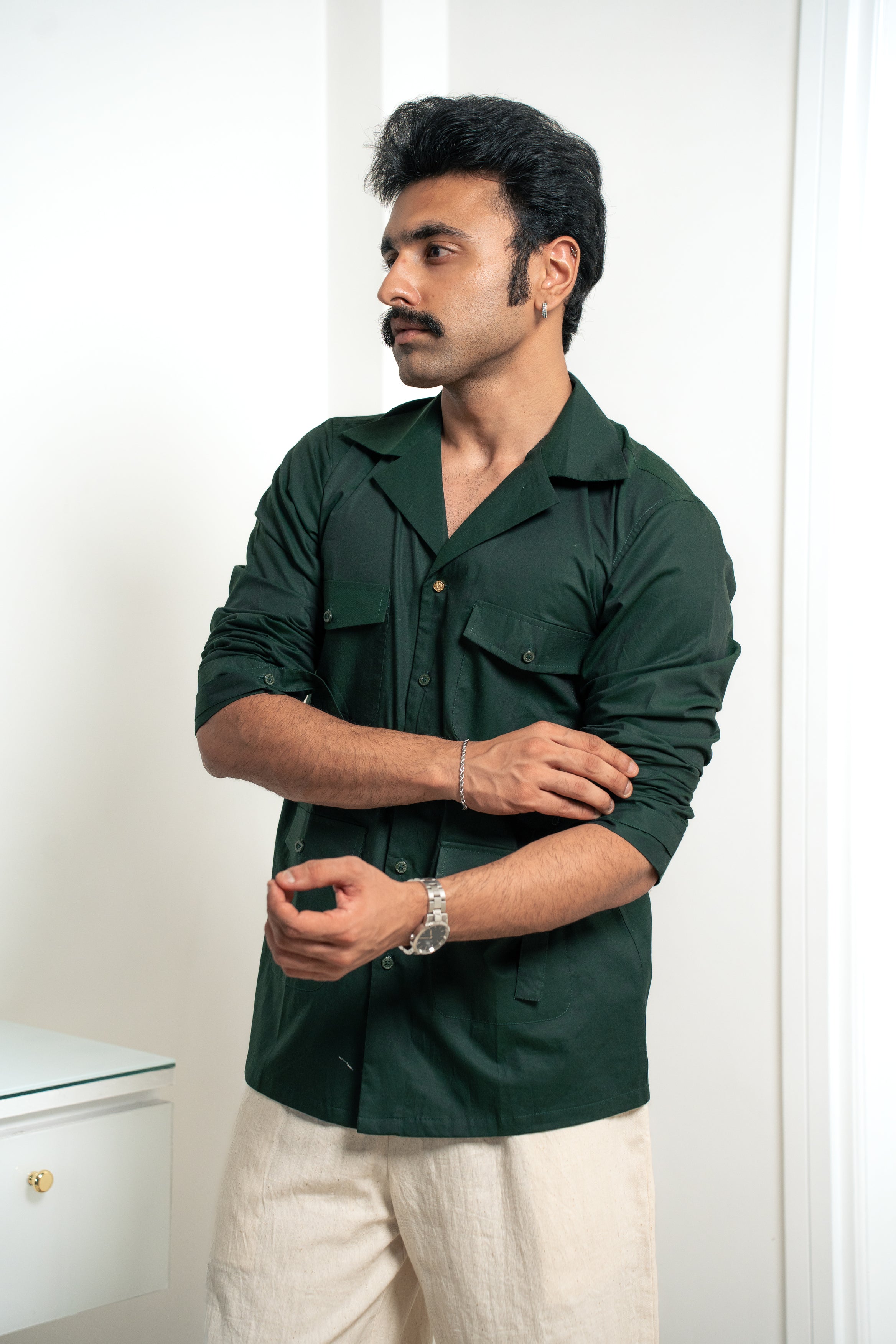 "The Hunter" Emerald Green Giza Cotton Shirt