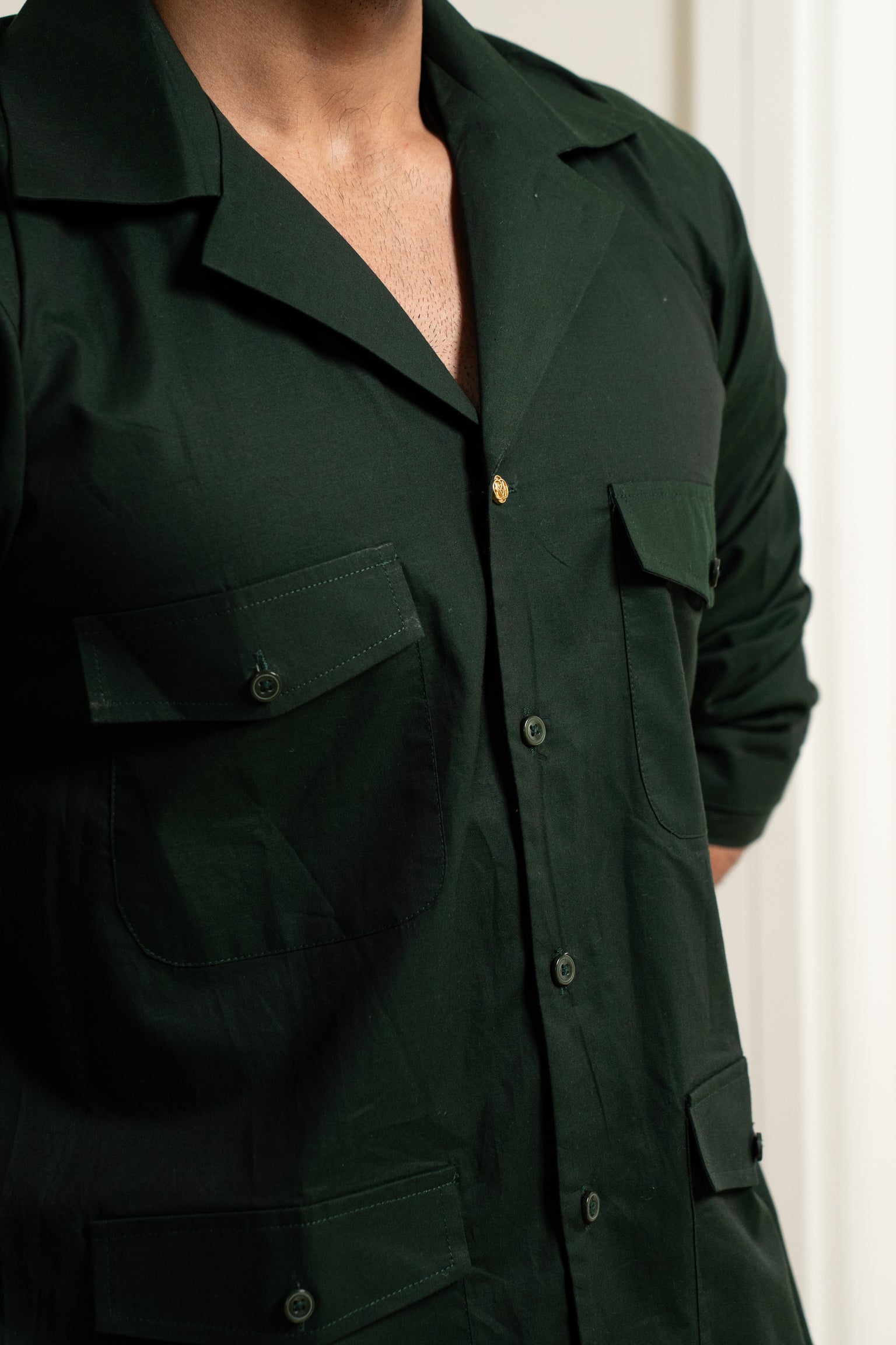 "The Hunter" Emerald Green Giza Cotton Shirt