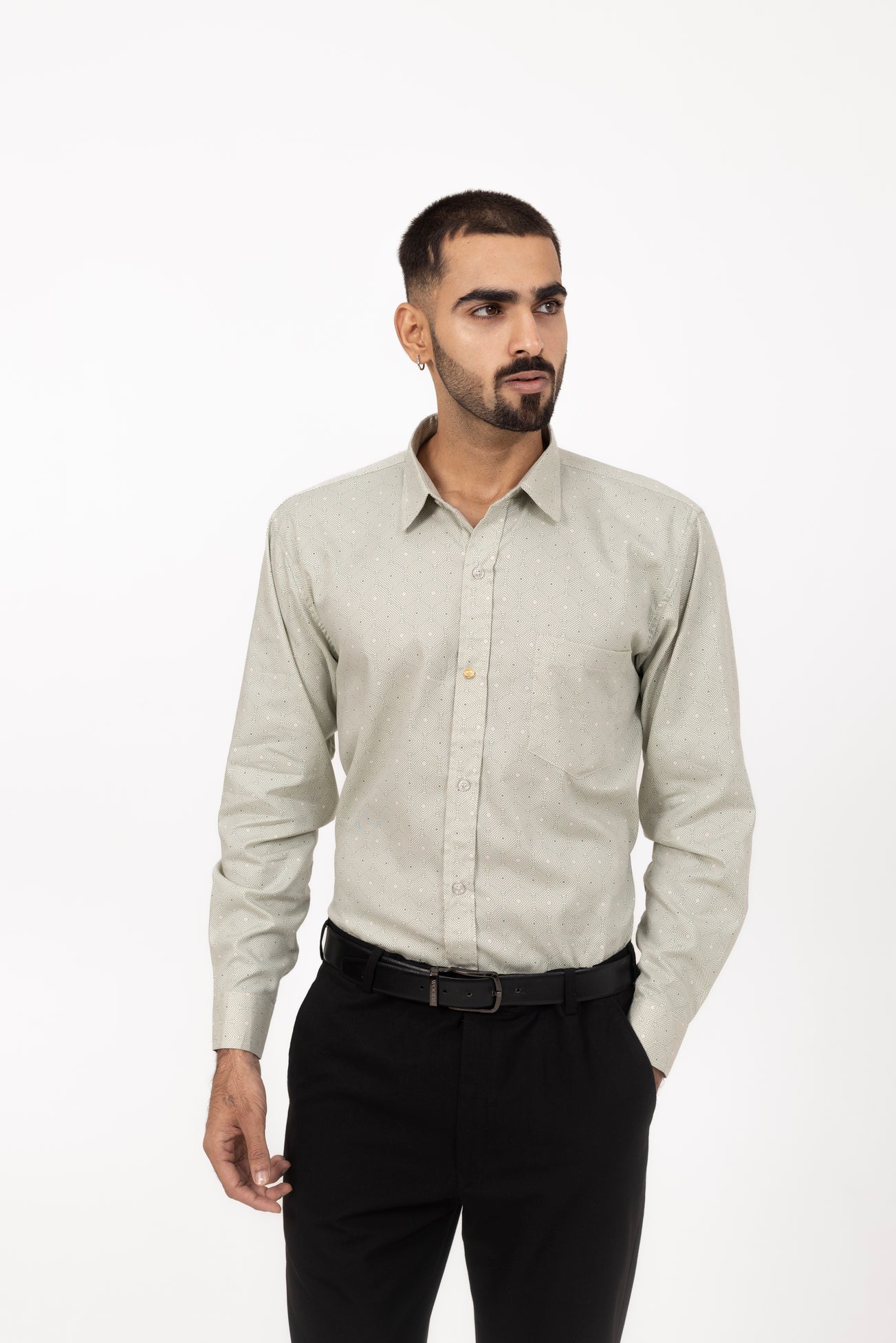 Green Vortex Printed Shirt in Cotton