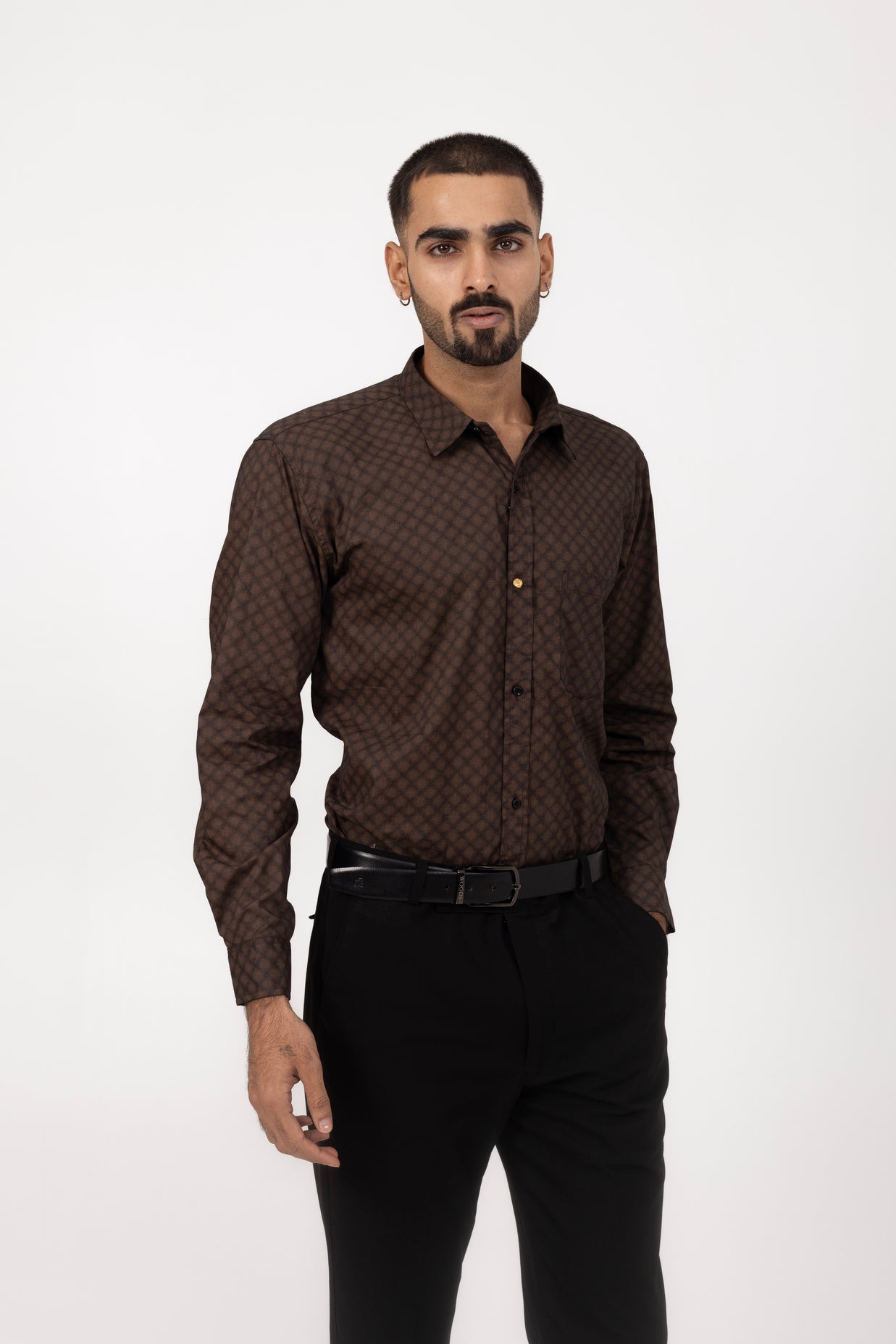 Chocolate Printed Shirt in Cotton