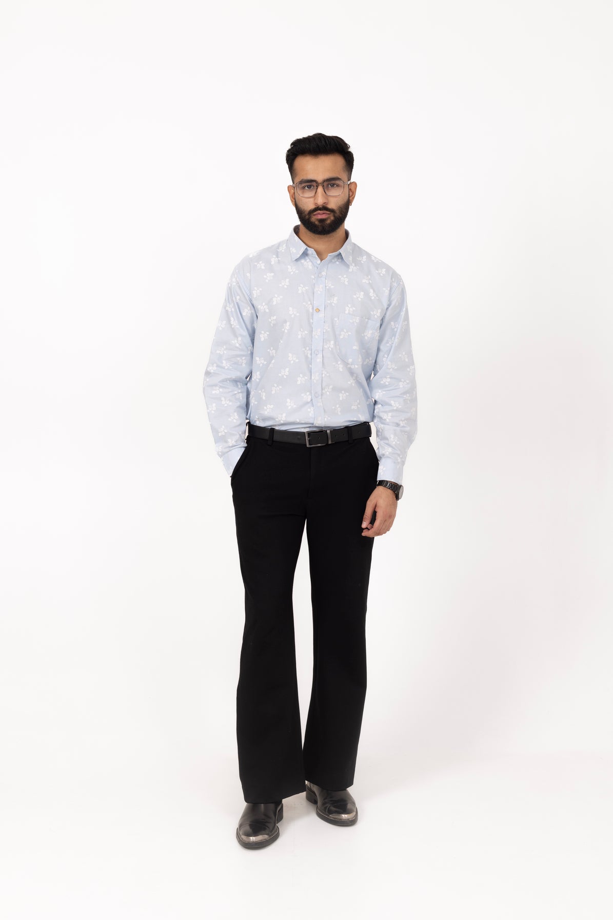 Sky Leaf Printed Shirt in Cotton