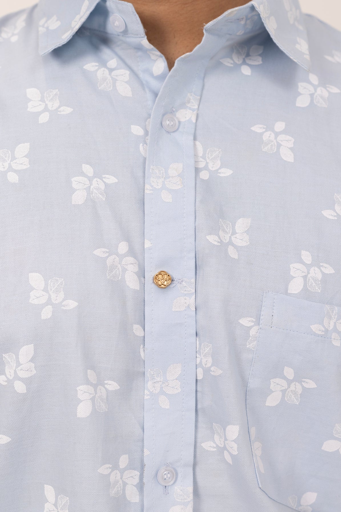 Sky Leaf Printed Shirt in Cotton
