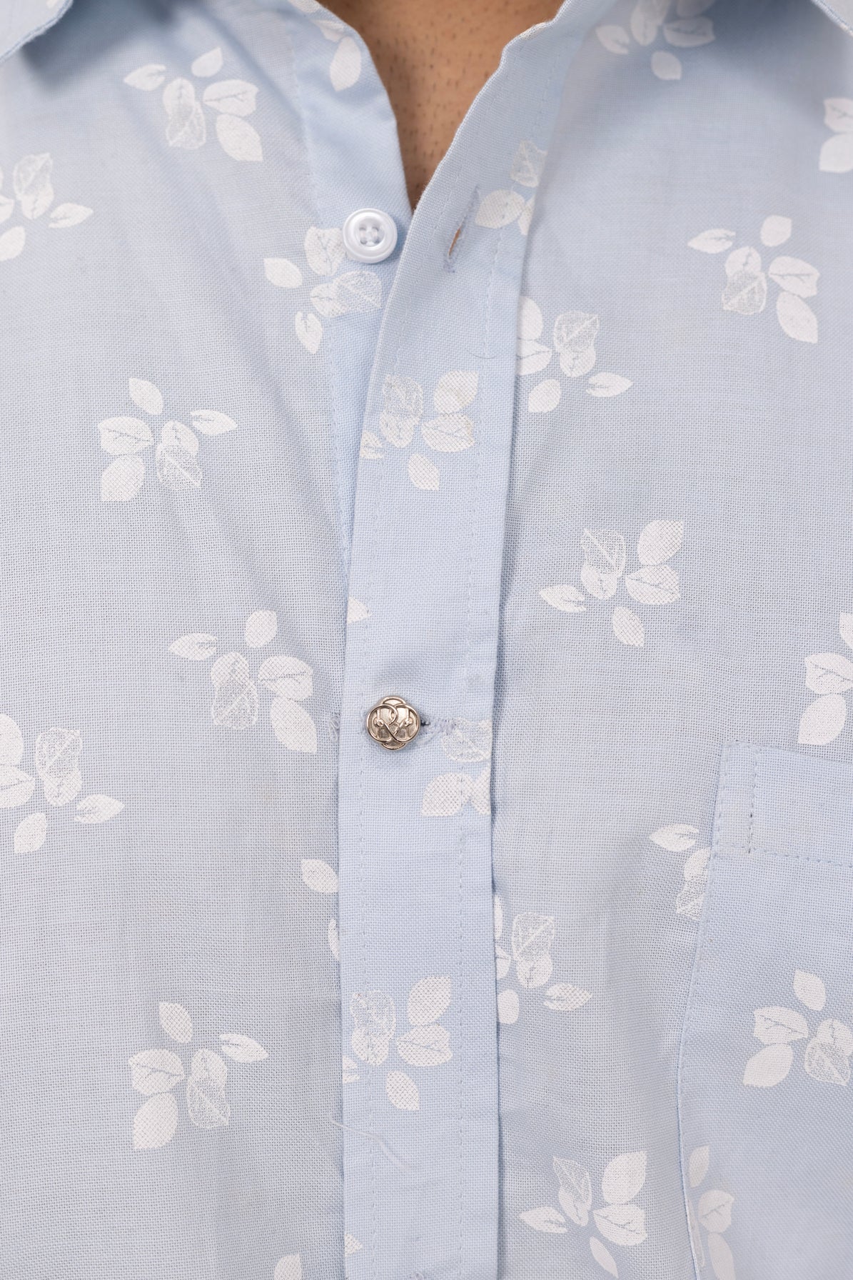 Sky Leaf Printed Shirt in Cotton