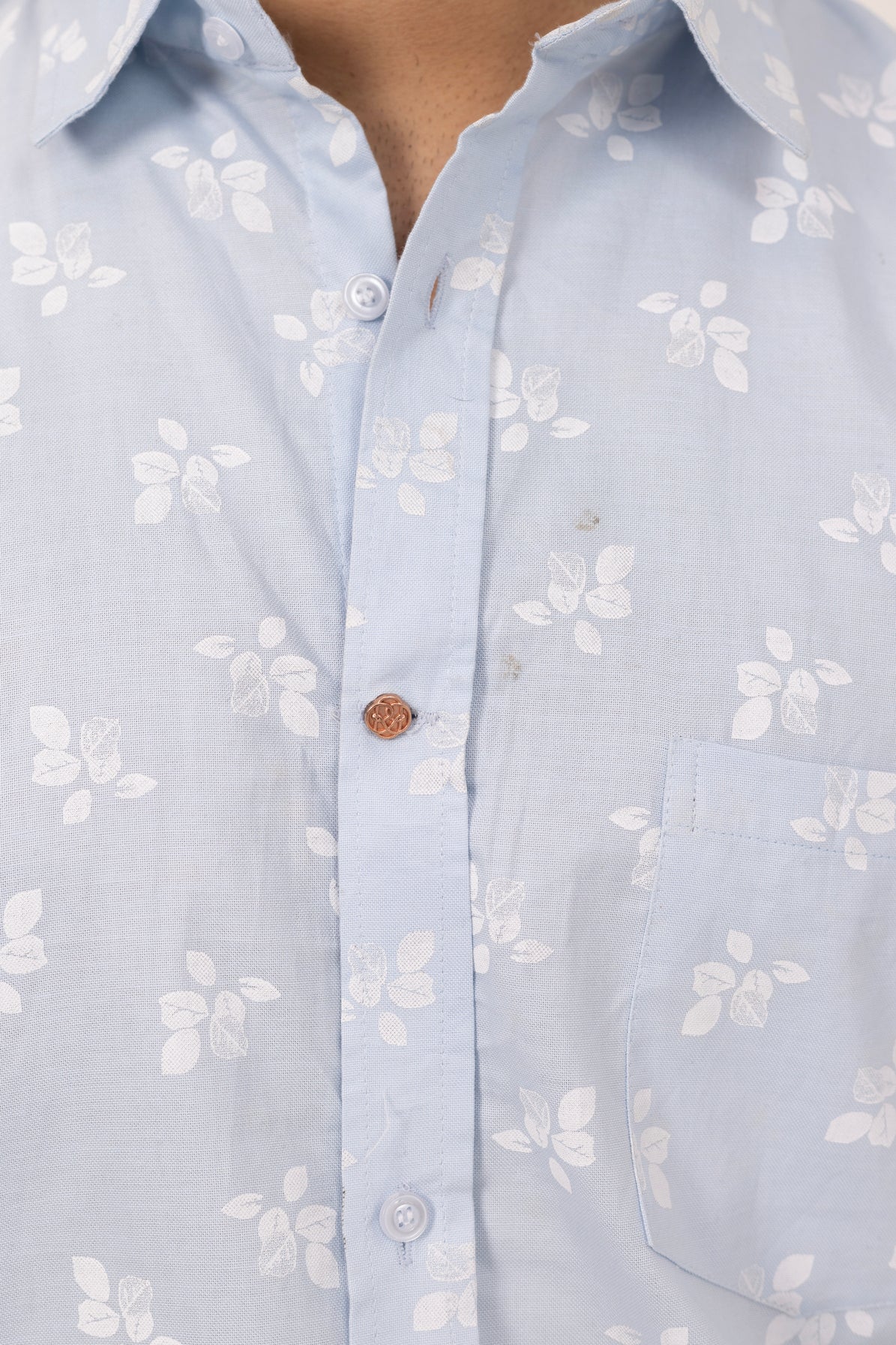 Sky Leaf Printed Shirt in Cotton