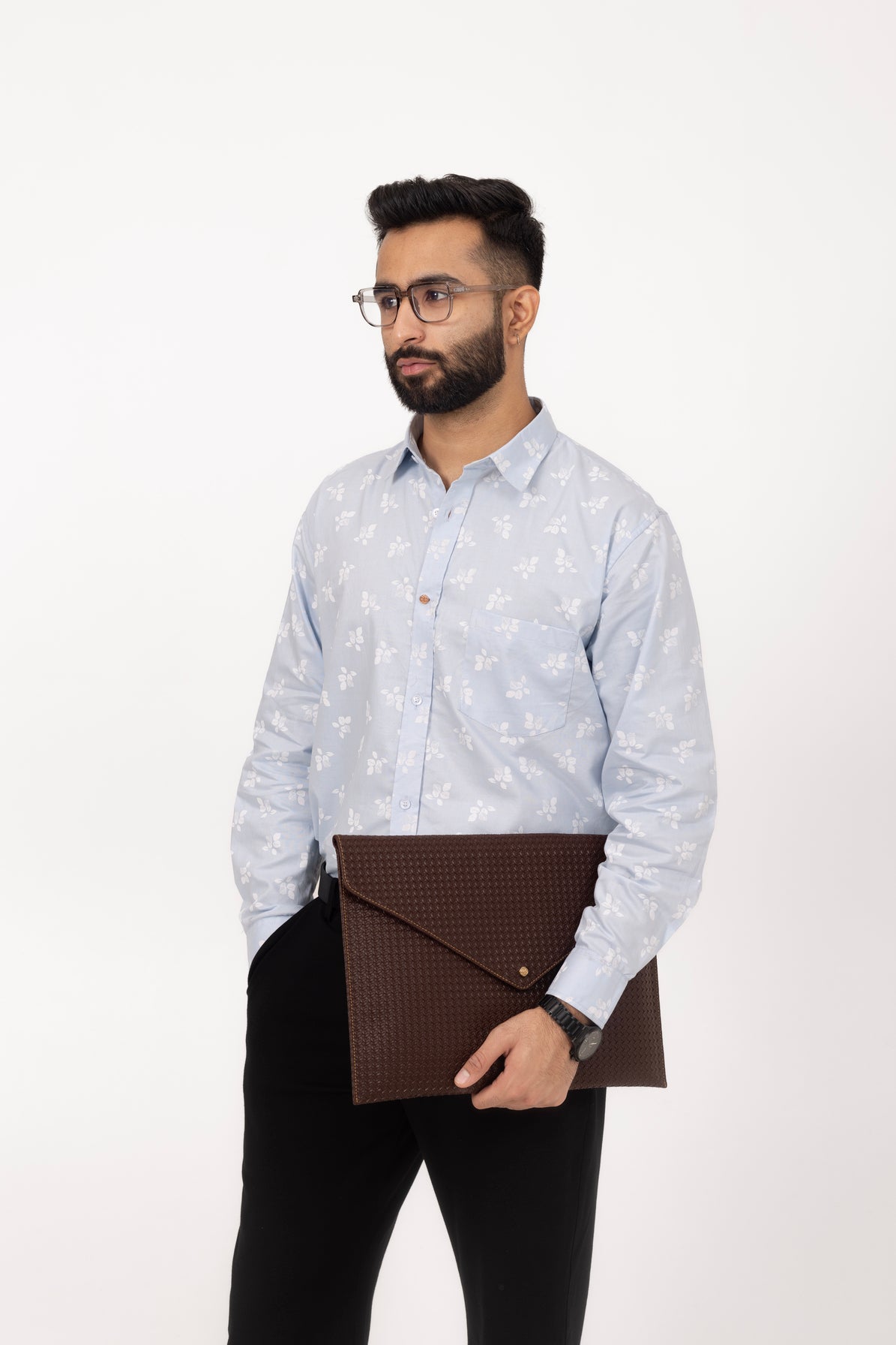 Sky Leaf Printed Shirt in Cotton