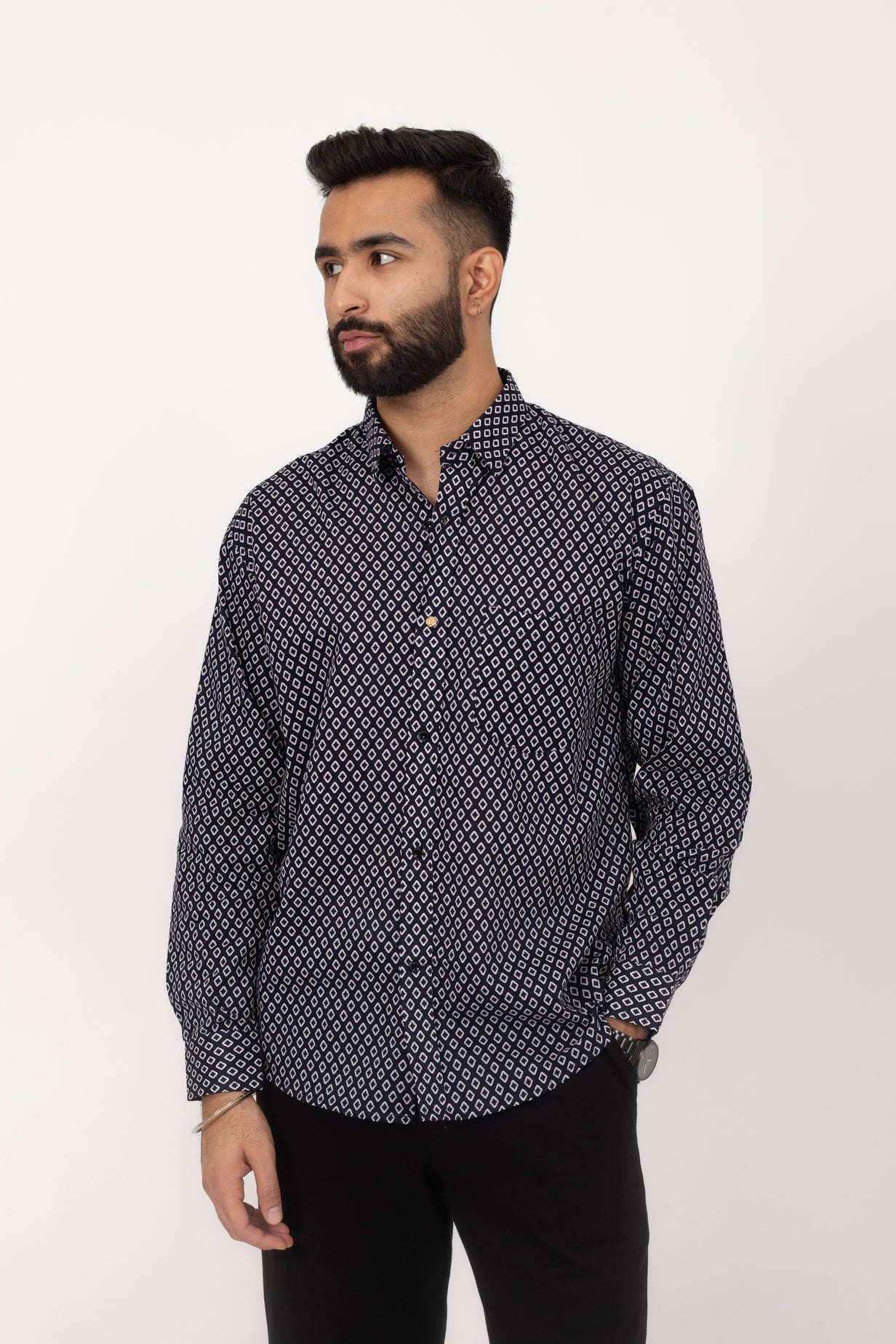 Midnight Diamond Printed Shirt in Cotton