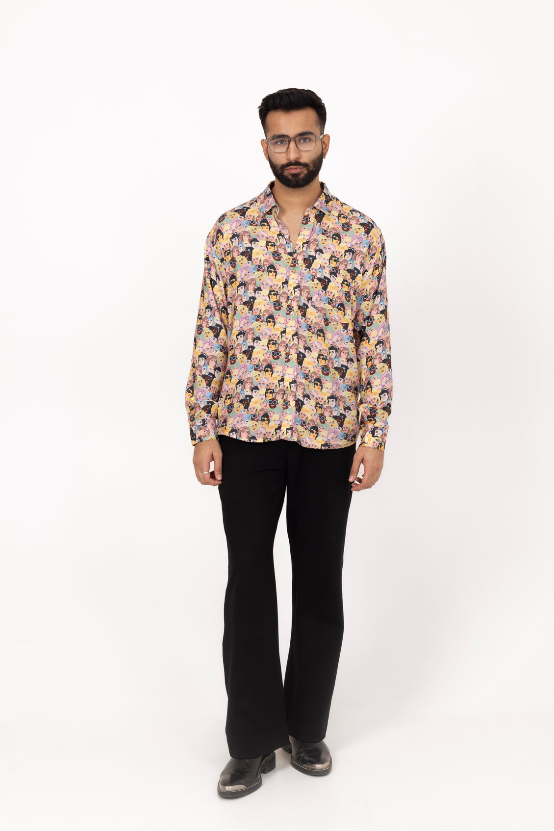 Multi People Printed Shirt in Cotton Viscose
