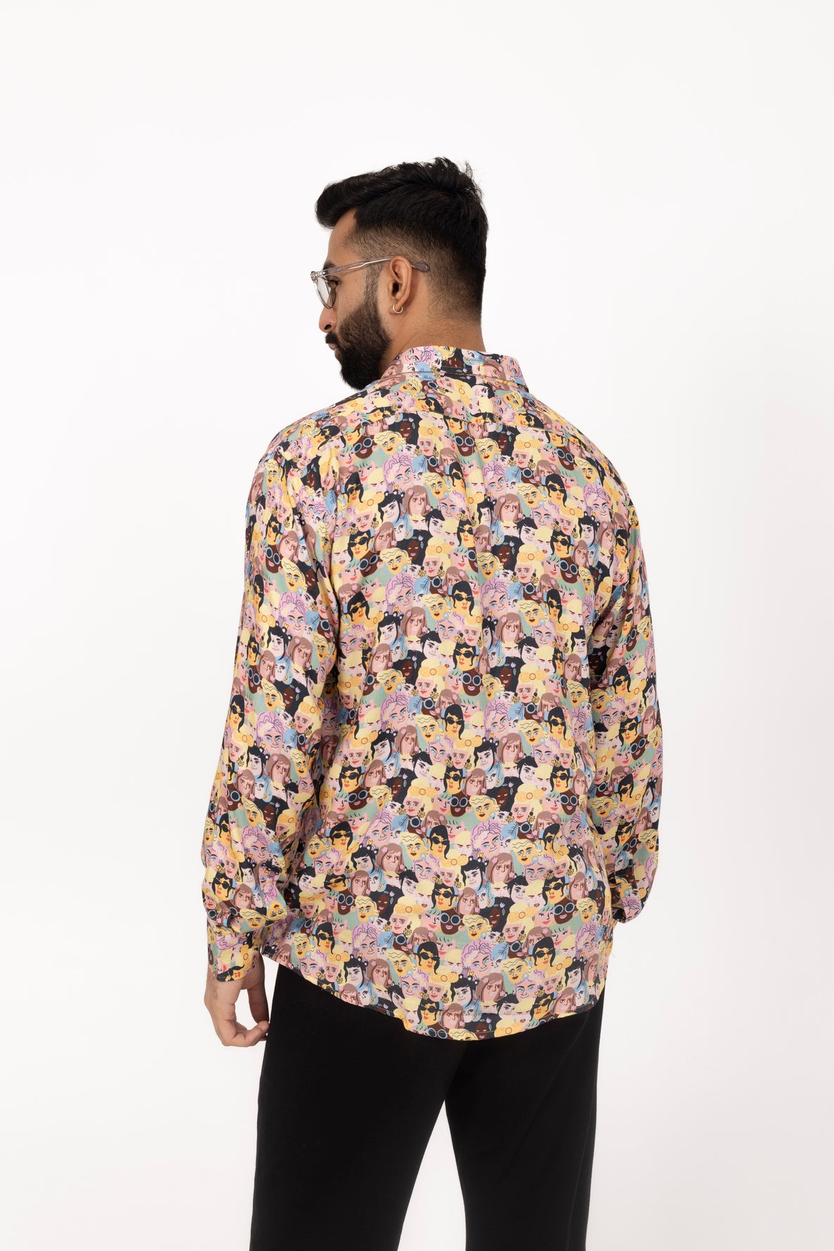 Multi People Printed Shirt in Cotton Viscose