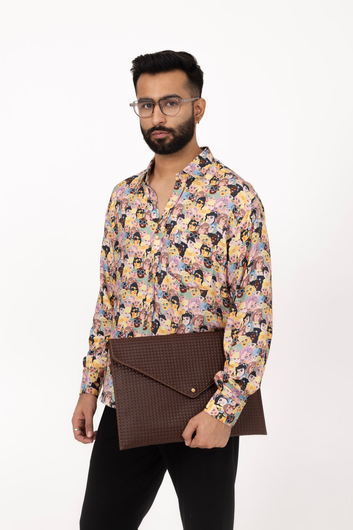 Multi People Printed Shirt in Cotton Viscose
