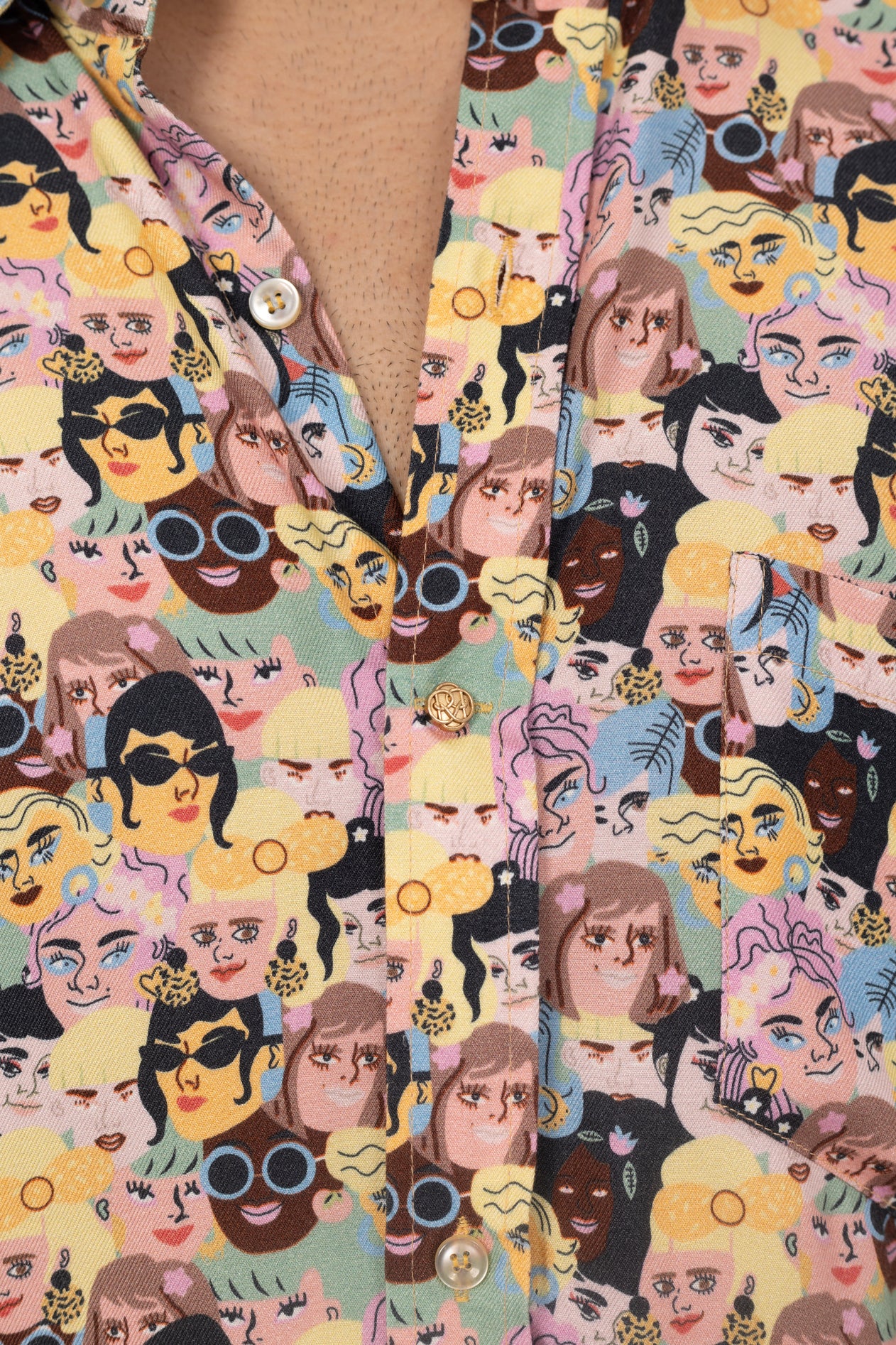 Multi People Printed Shirt in Cotton Viscose