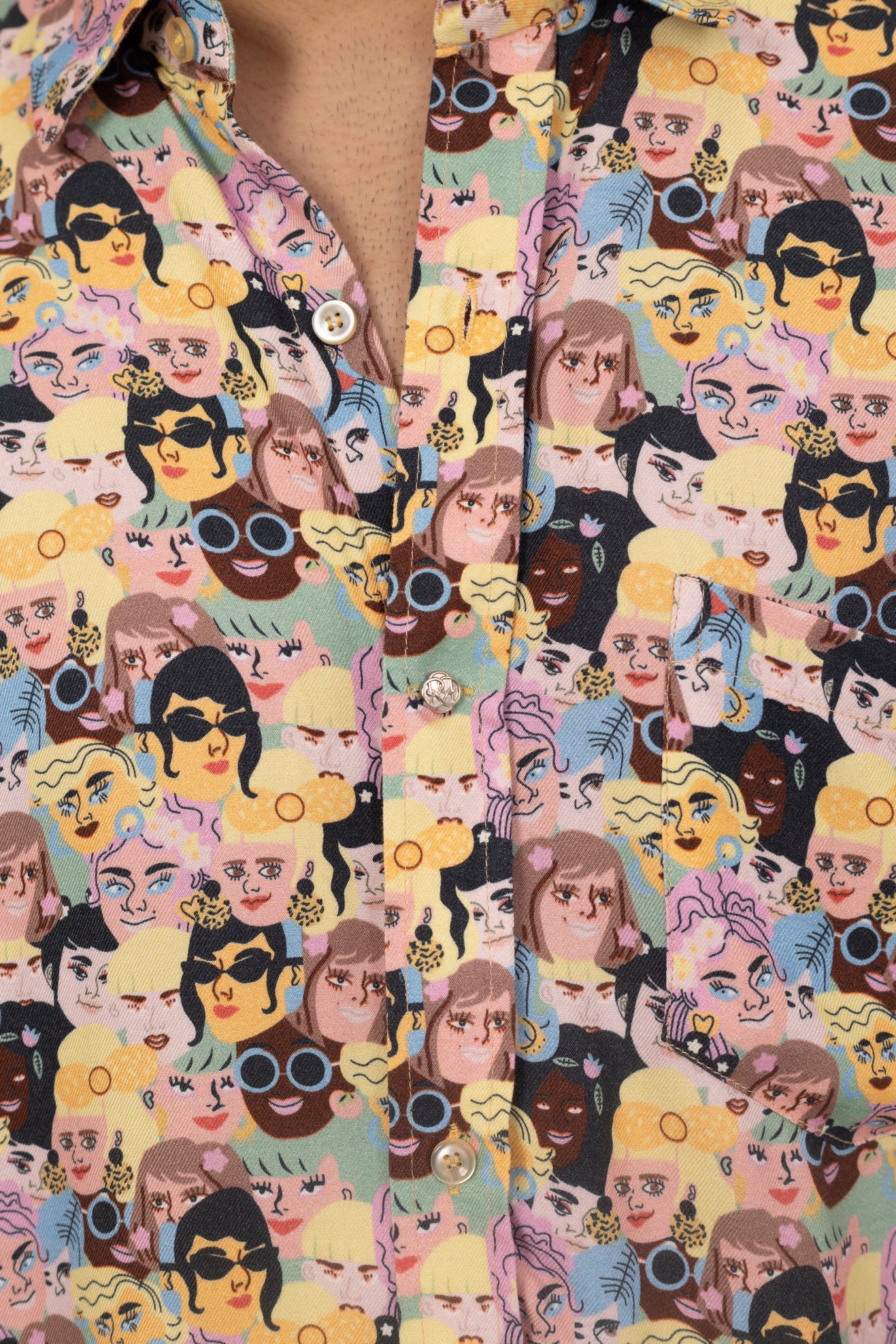 Multi People Printed Shirt in Cotton Viscose