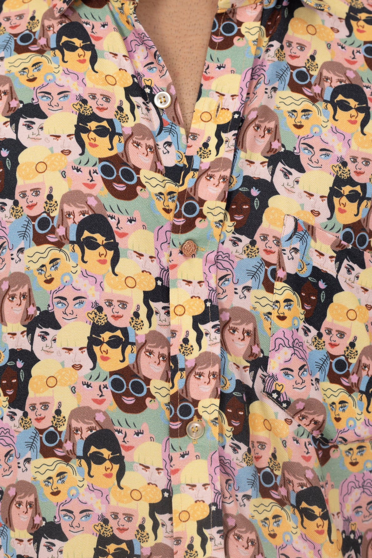 Multi People Printed Shirt in Cotton Viscose