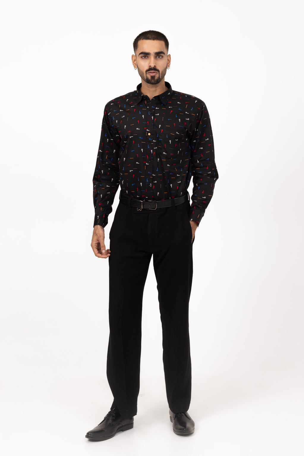 Black Matrix Printed Shirt in Cotton