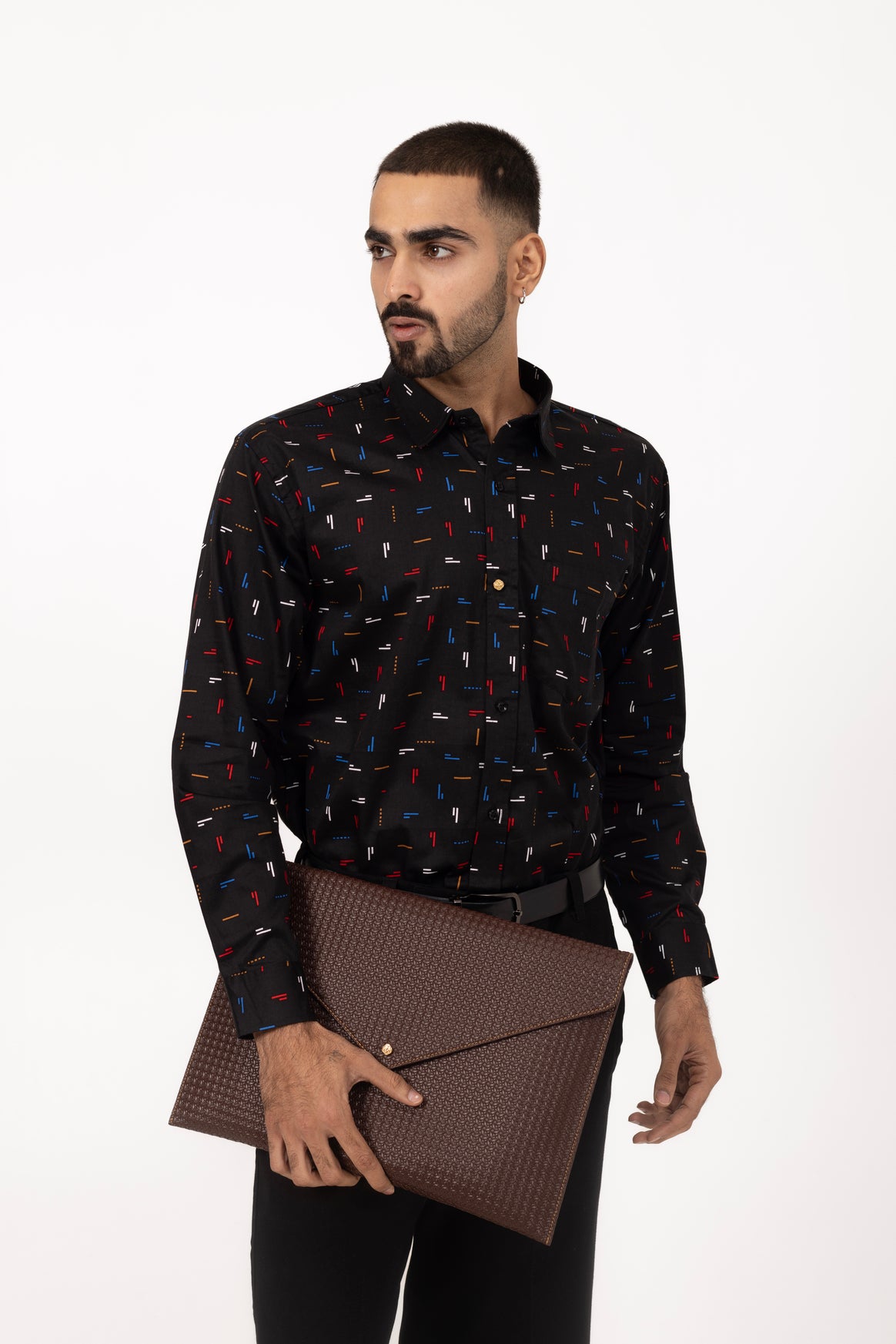 Black Matrix Printed Shirt in Cotton