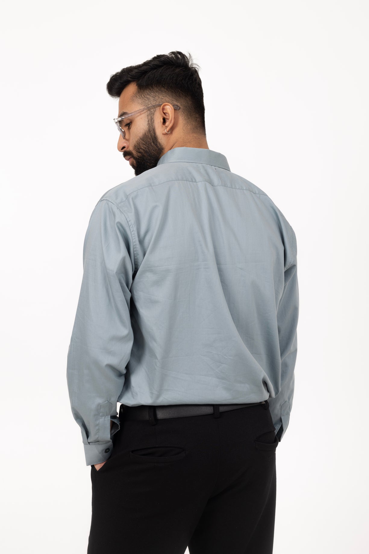 Teal Shirt in Giza Cotton