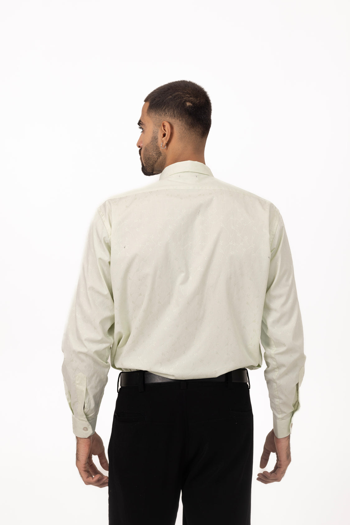 Mint Vine Embroidered Shirt in Cotton