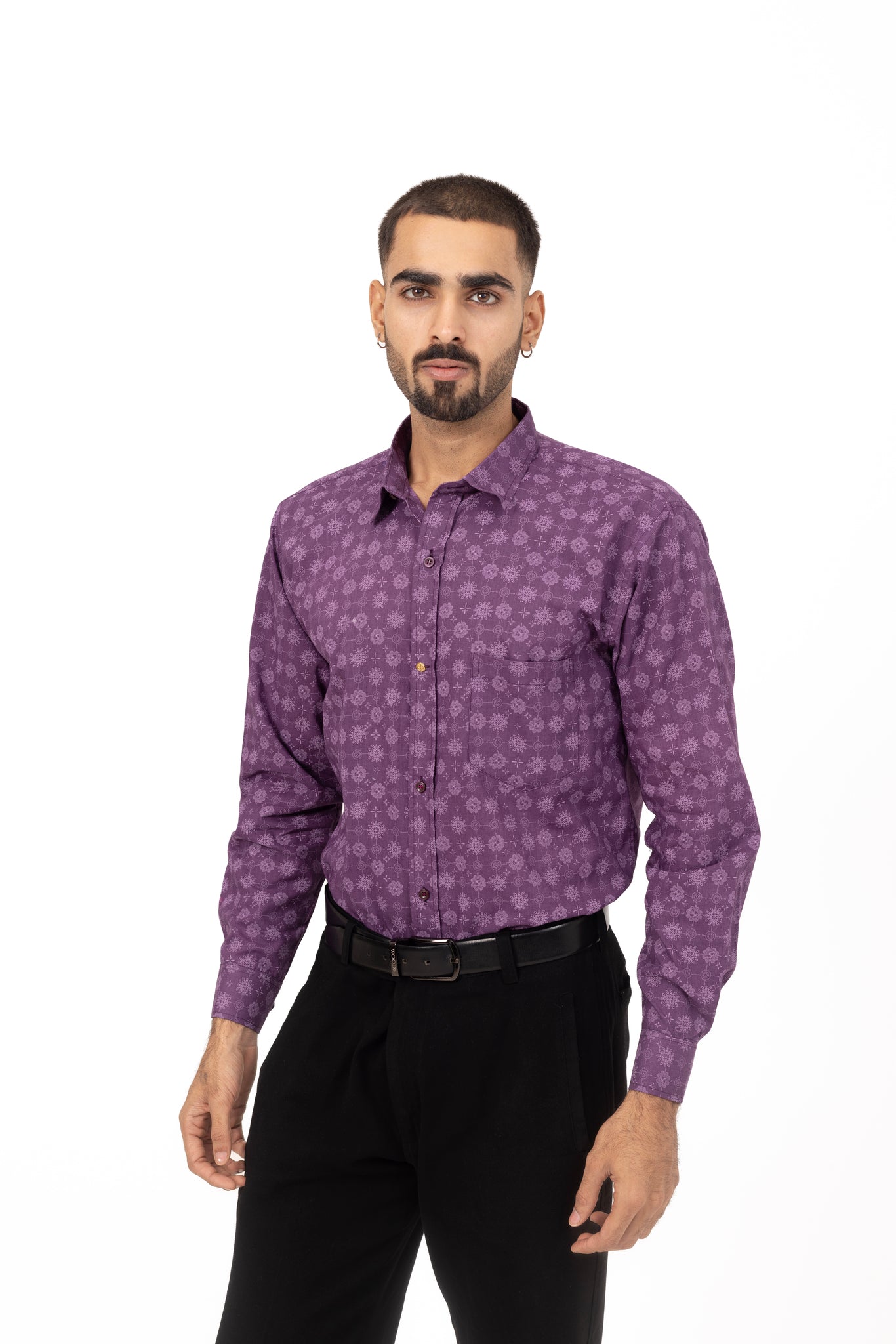 Purple Royale Printed Shirt in Cotton