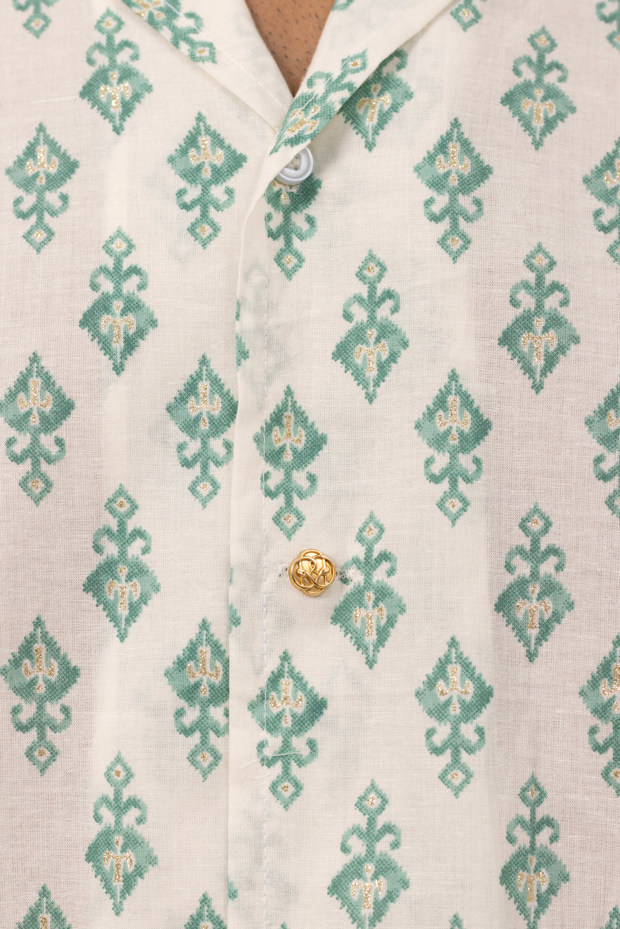 Gold Kunai Embellished Shirt in Cotton