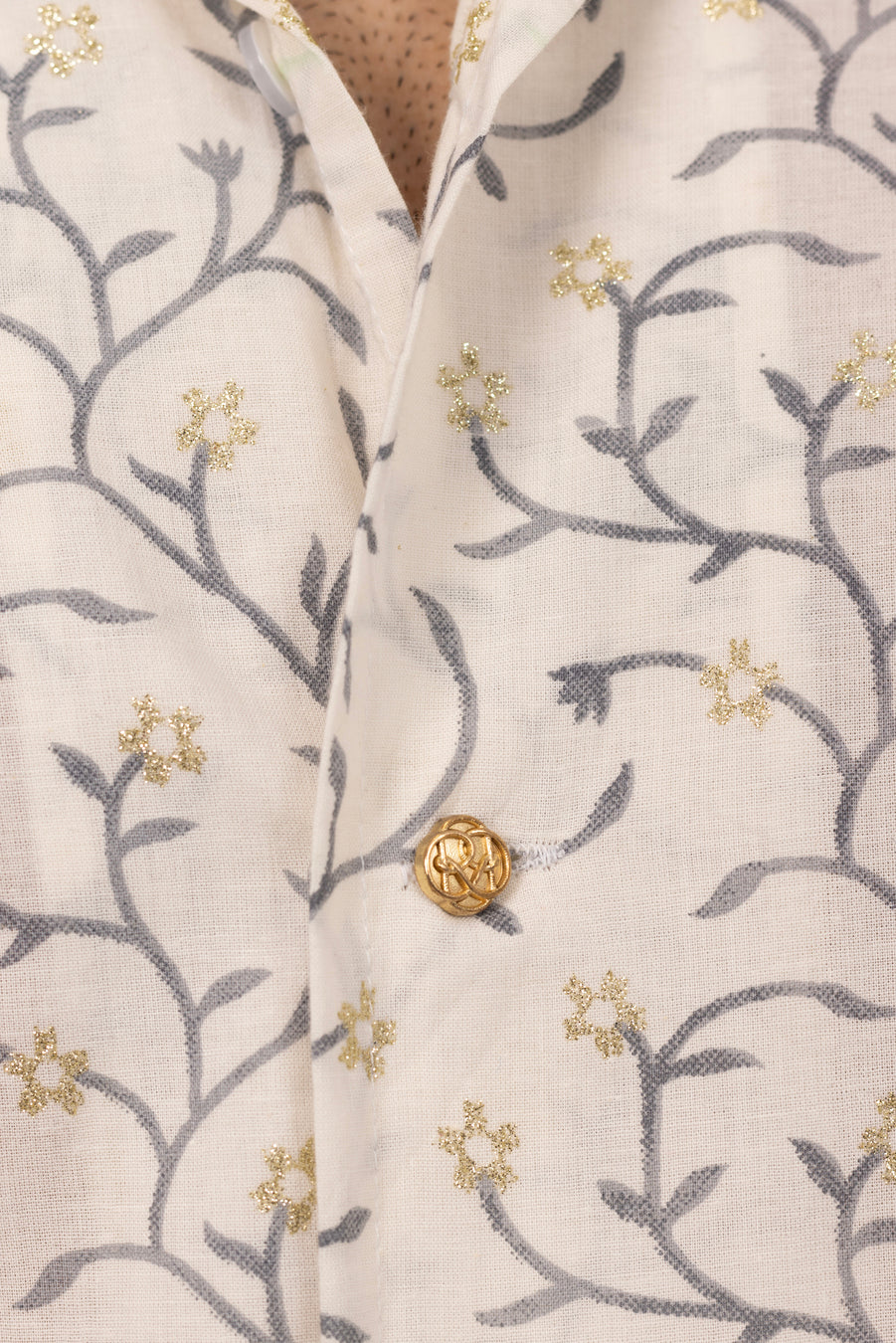 Gold Spring Embellished Shirt in Cotton