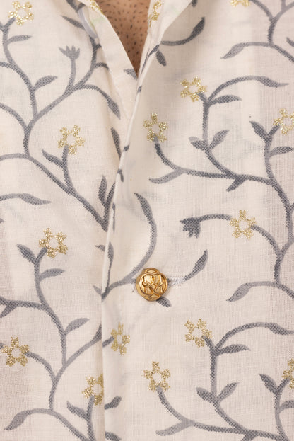 Gold Spring Embellished Shirt in Cotton