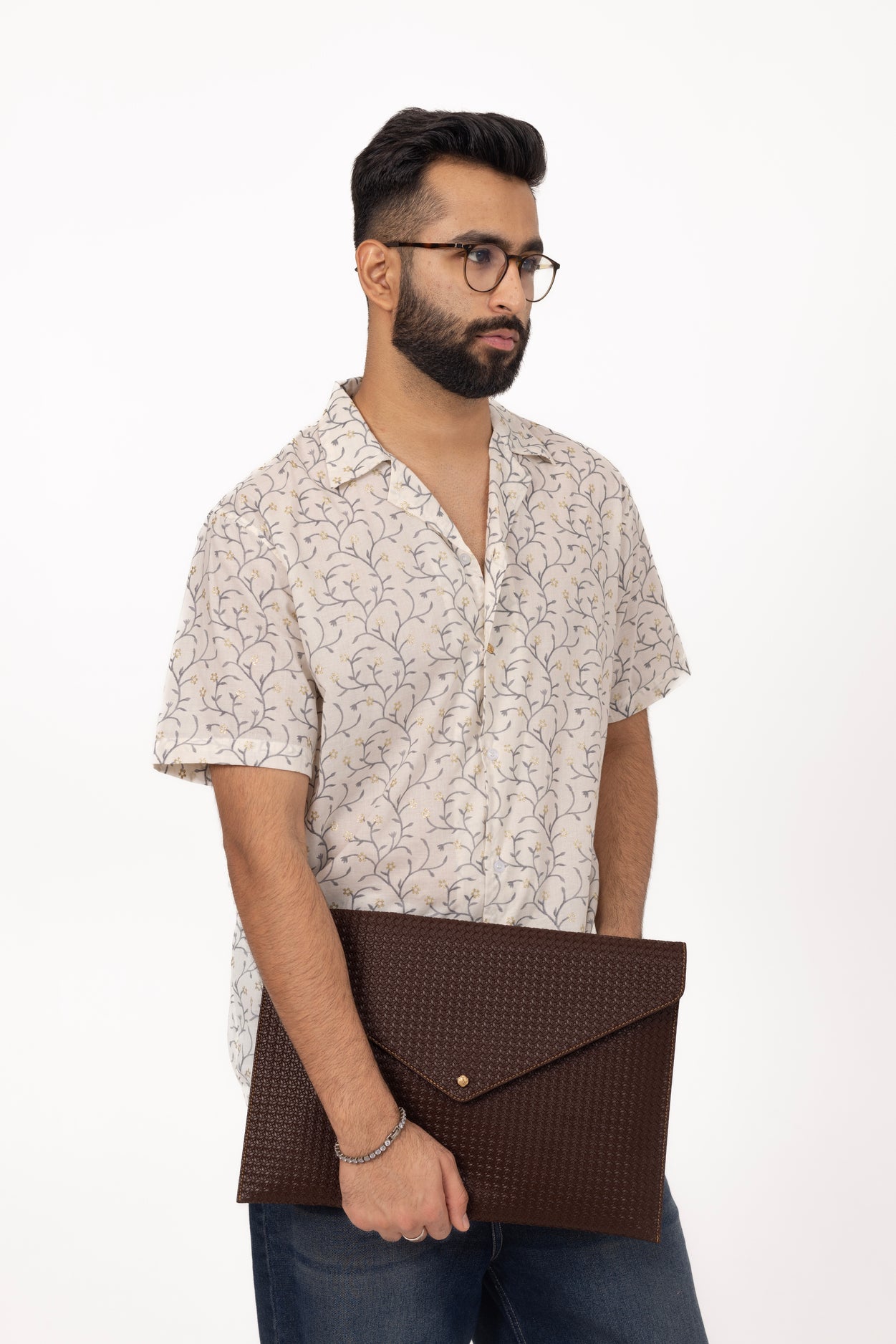 Gold Spring Embellished Shirt in Cotton