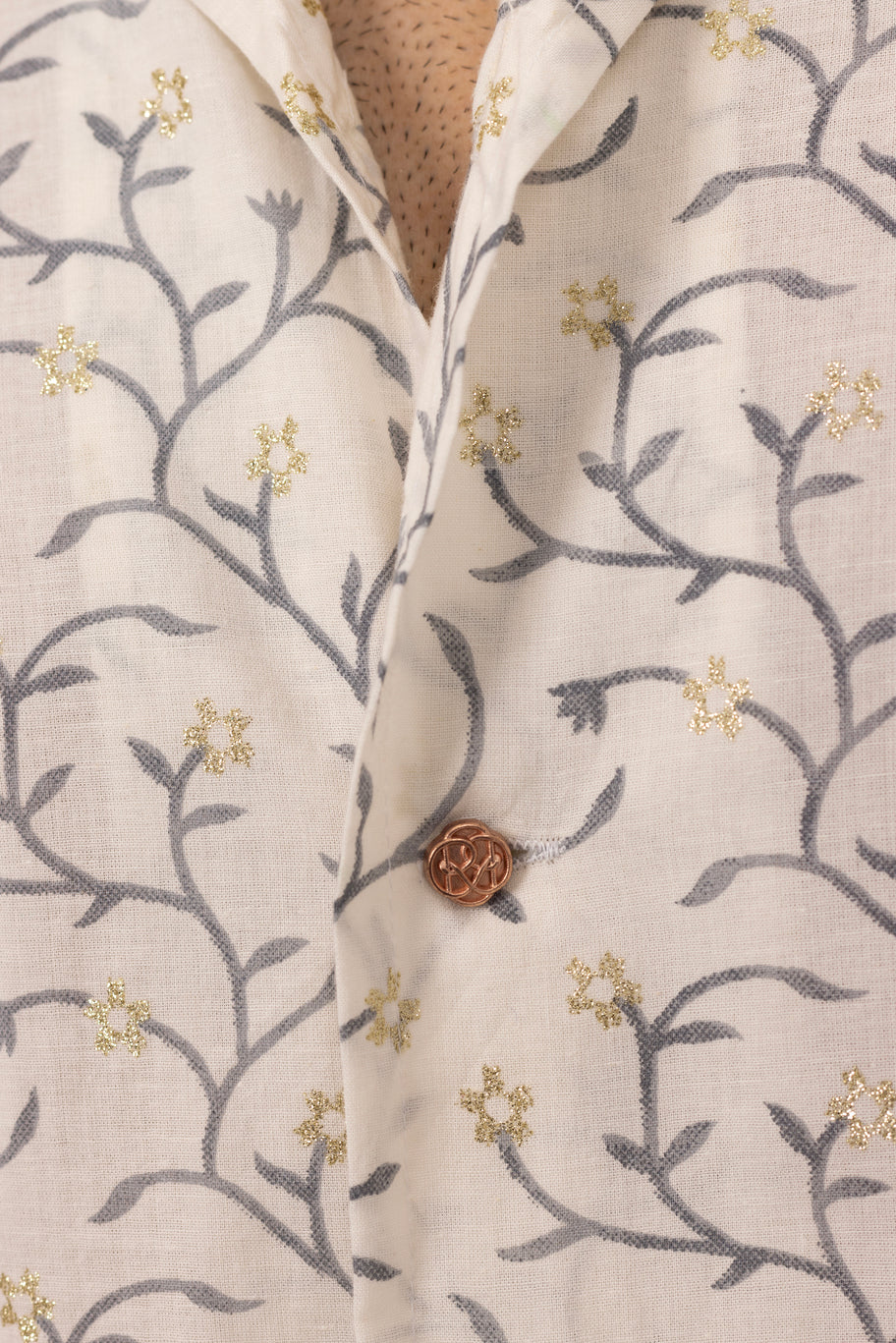 Gold Spring Embellished Shirt in Cotton