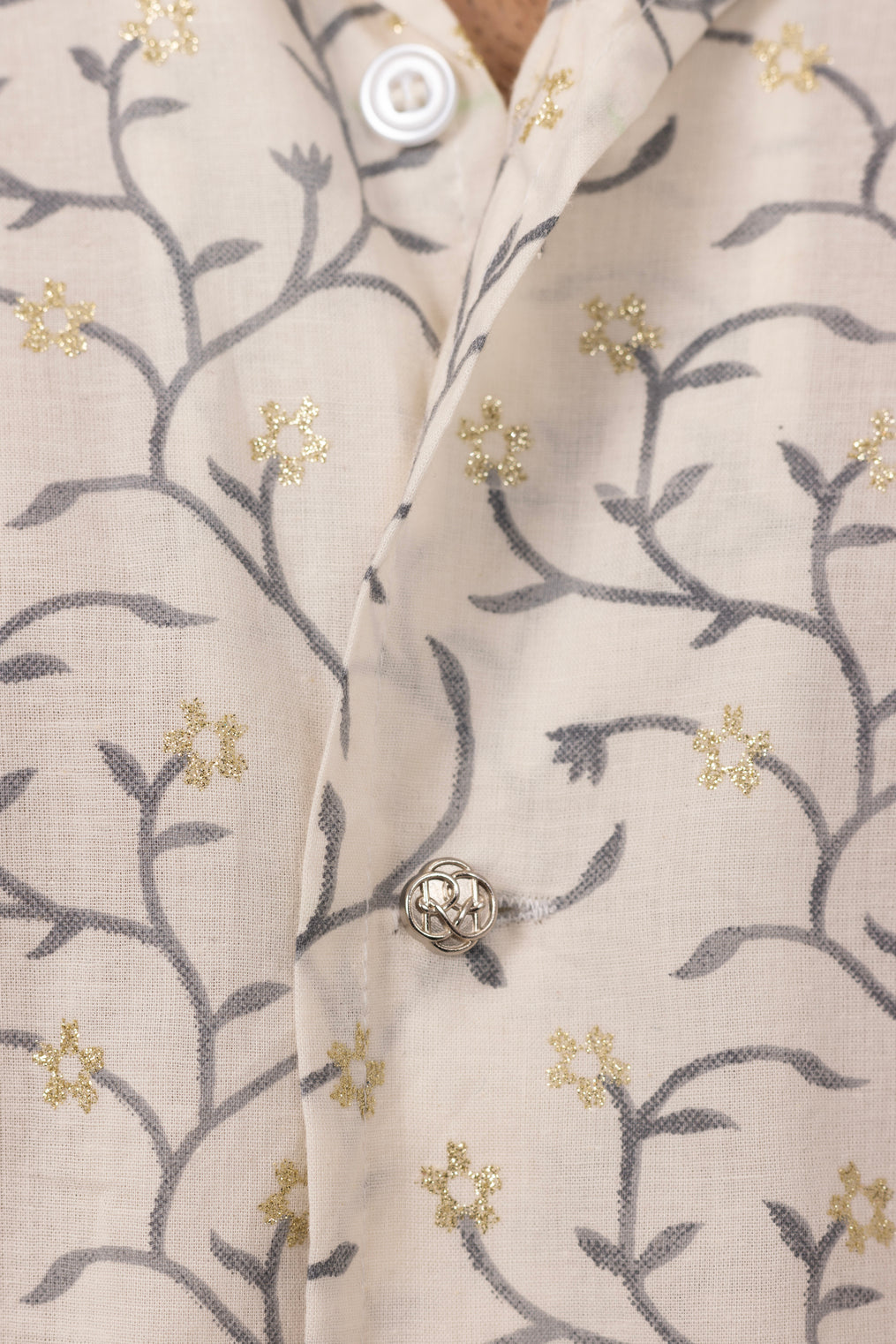 Gold Spring Embellished Shirt in Cotton
