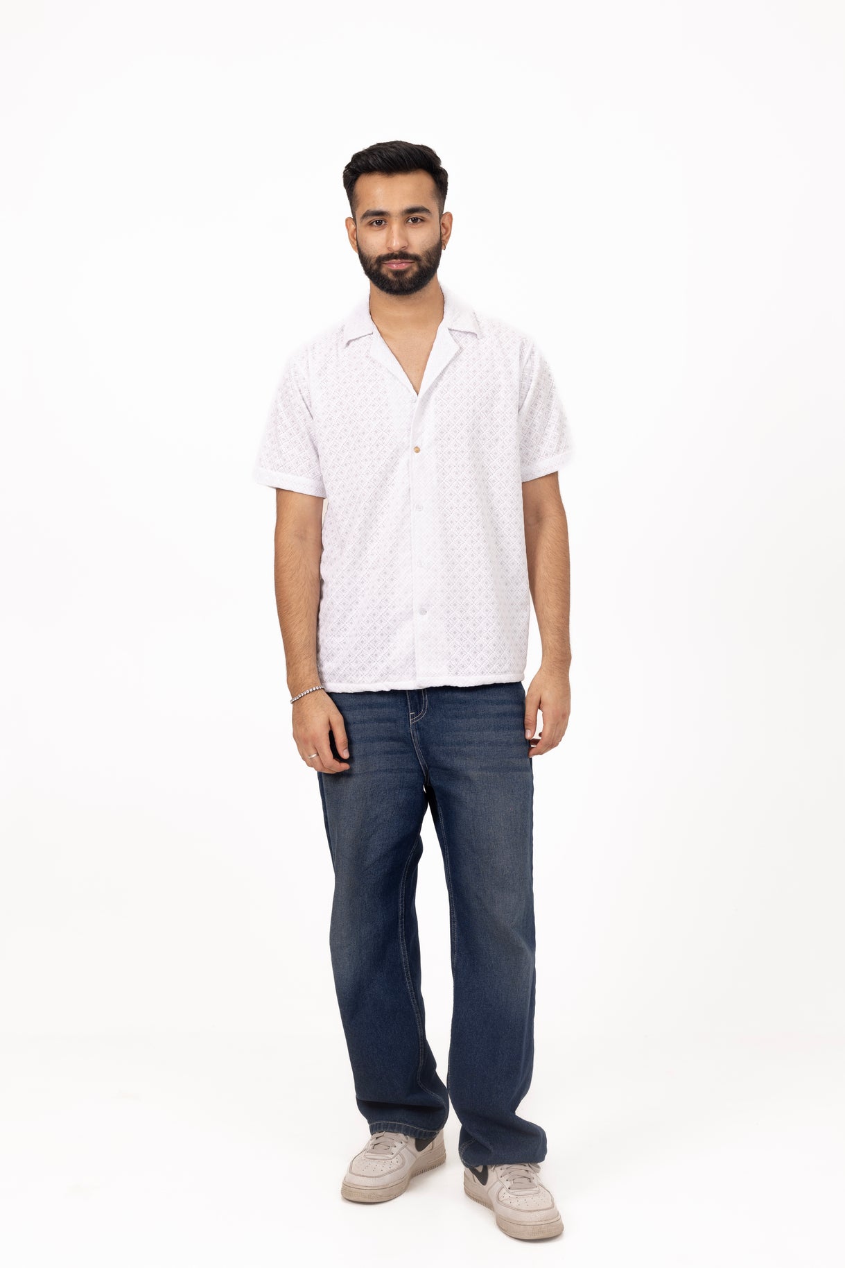 Argyle Full Embroidered Shirt in Cotton