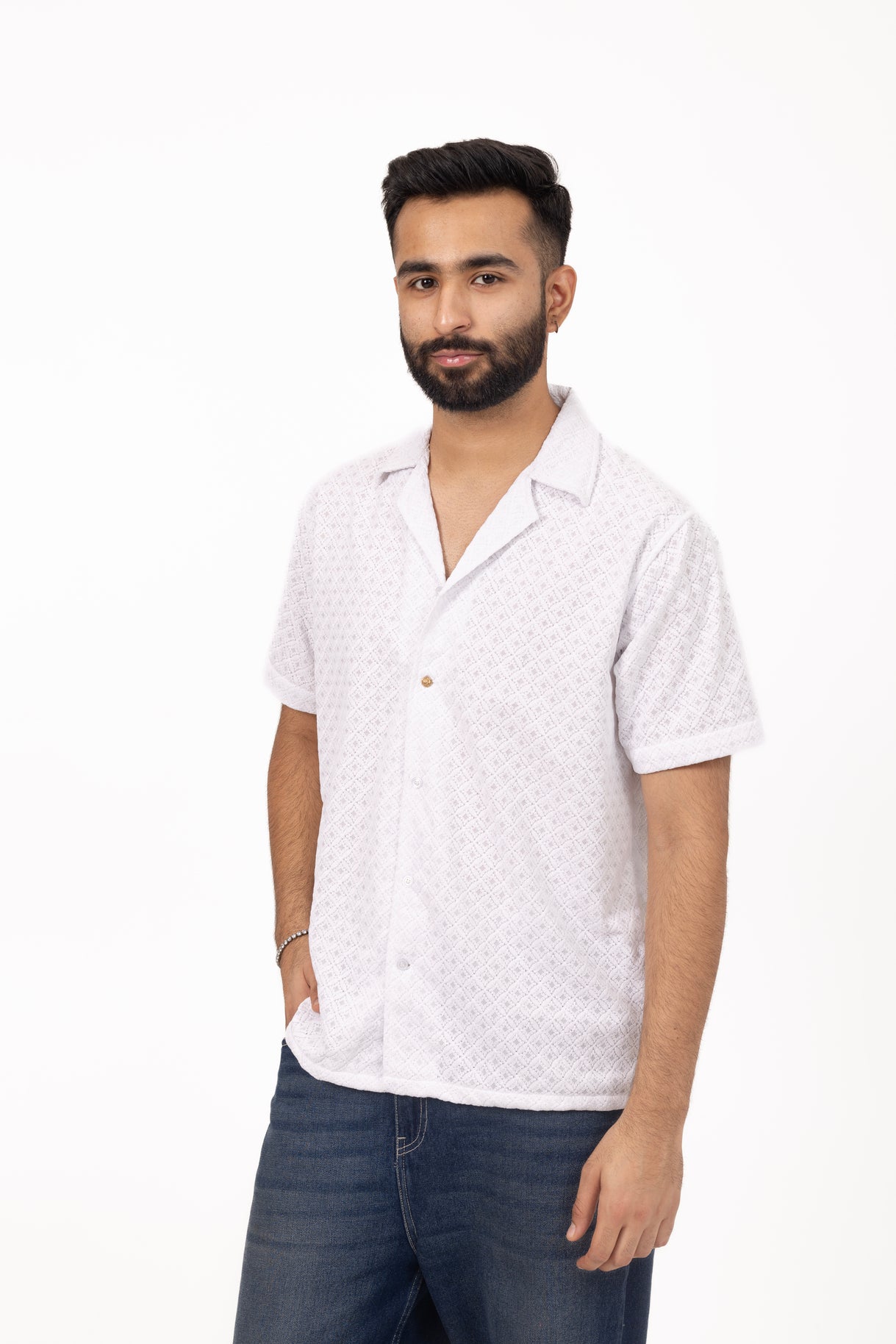 Argyle Full Embroidered Shirt in Cotton