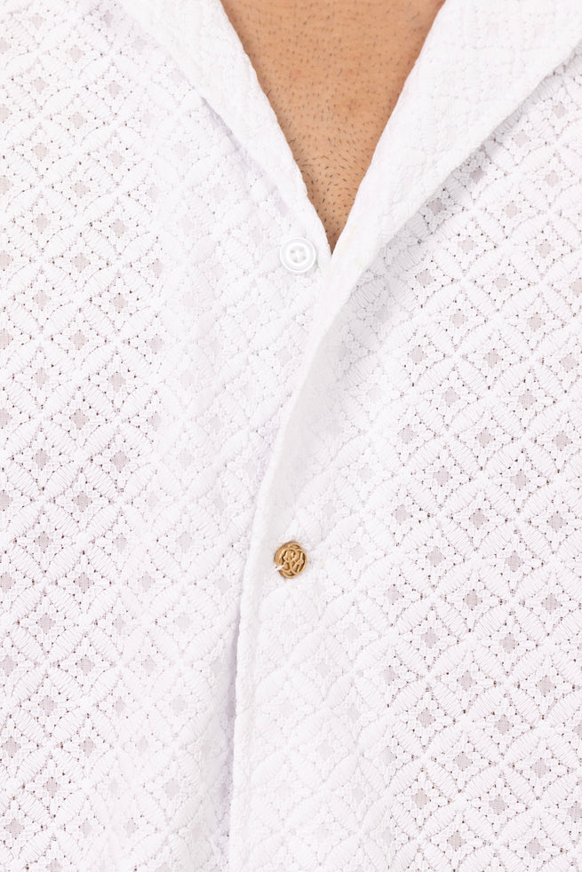 Argyle Full Embroidered Shirt in Cotton