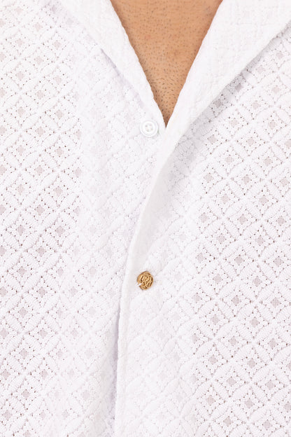 Argyle Full Embroidered Shirt in Cotton