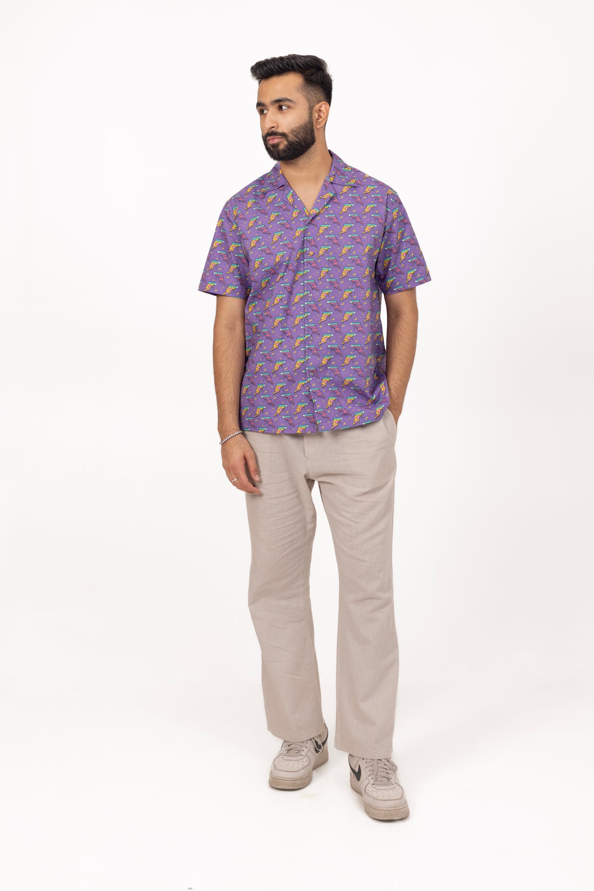 Trippy Pizza Printed Shirt in Cotton