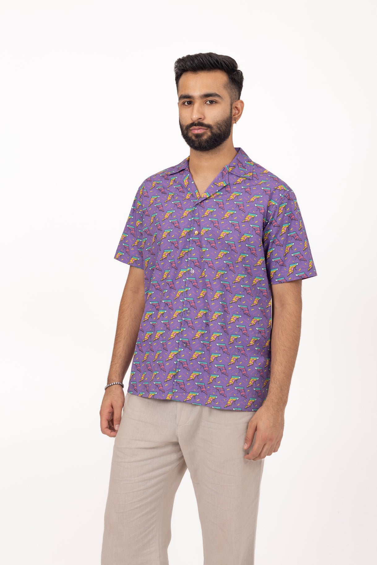 Trippy Pizza Printed Shirt in Cotton