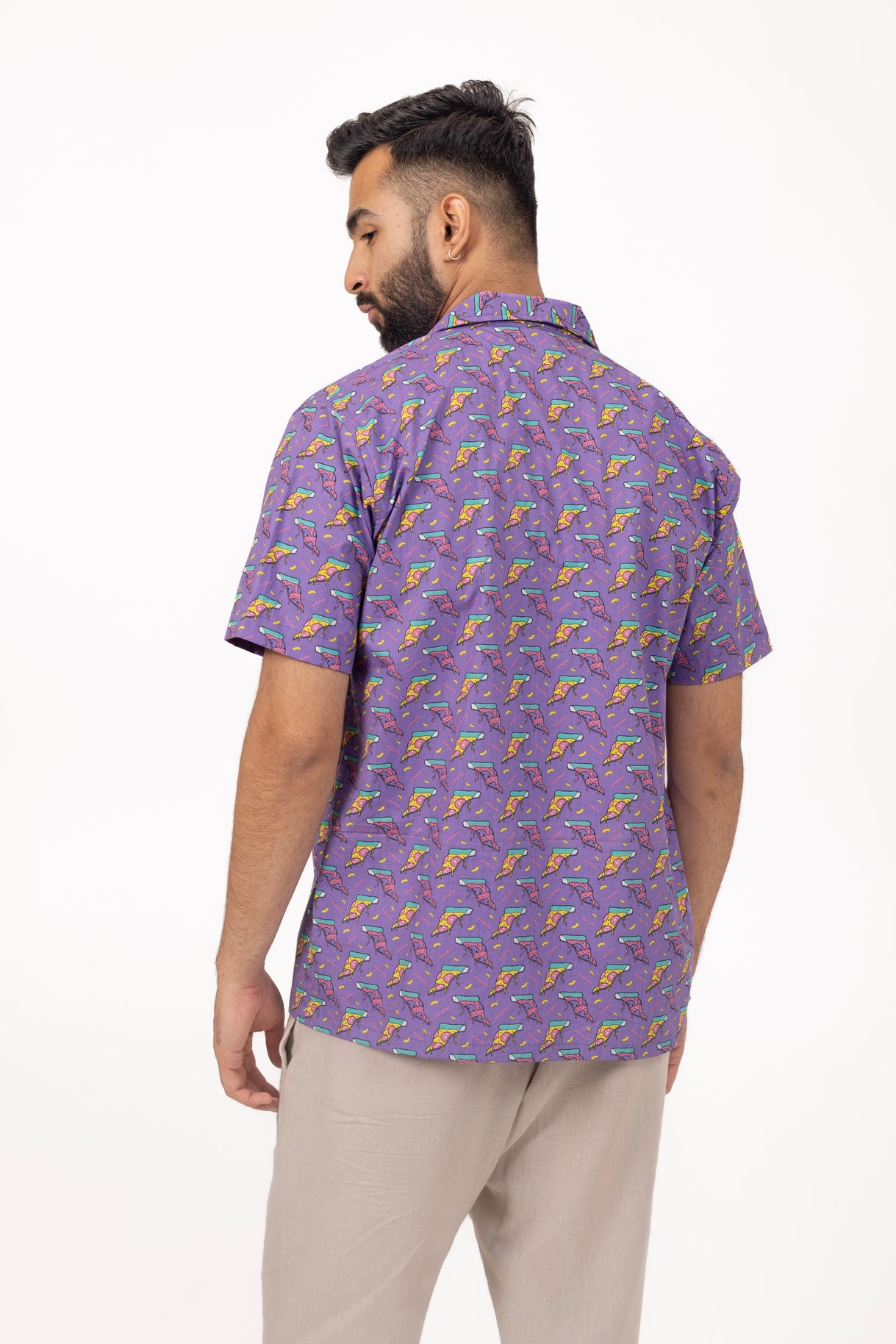 Trippy Pizza Printed Shirt in Cotton