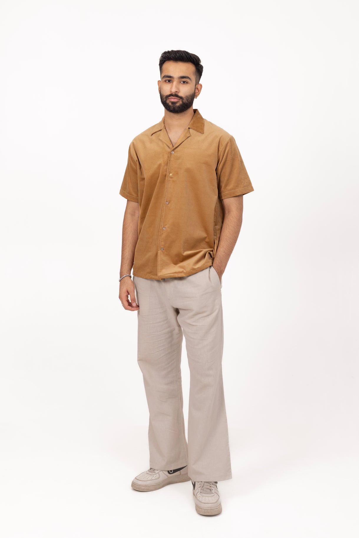 Tan Corduroy Shirt in Cotton