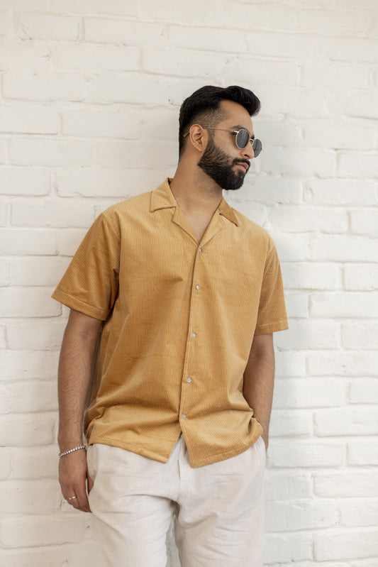 Tan Corduroy Shirt in Cotton