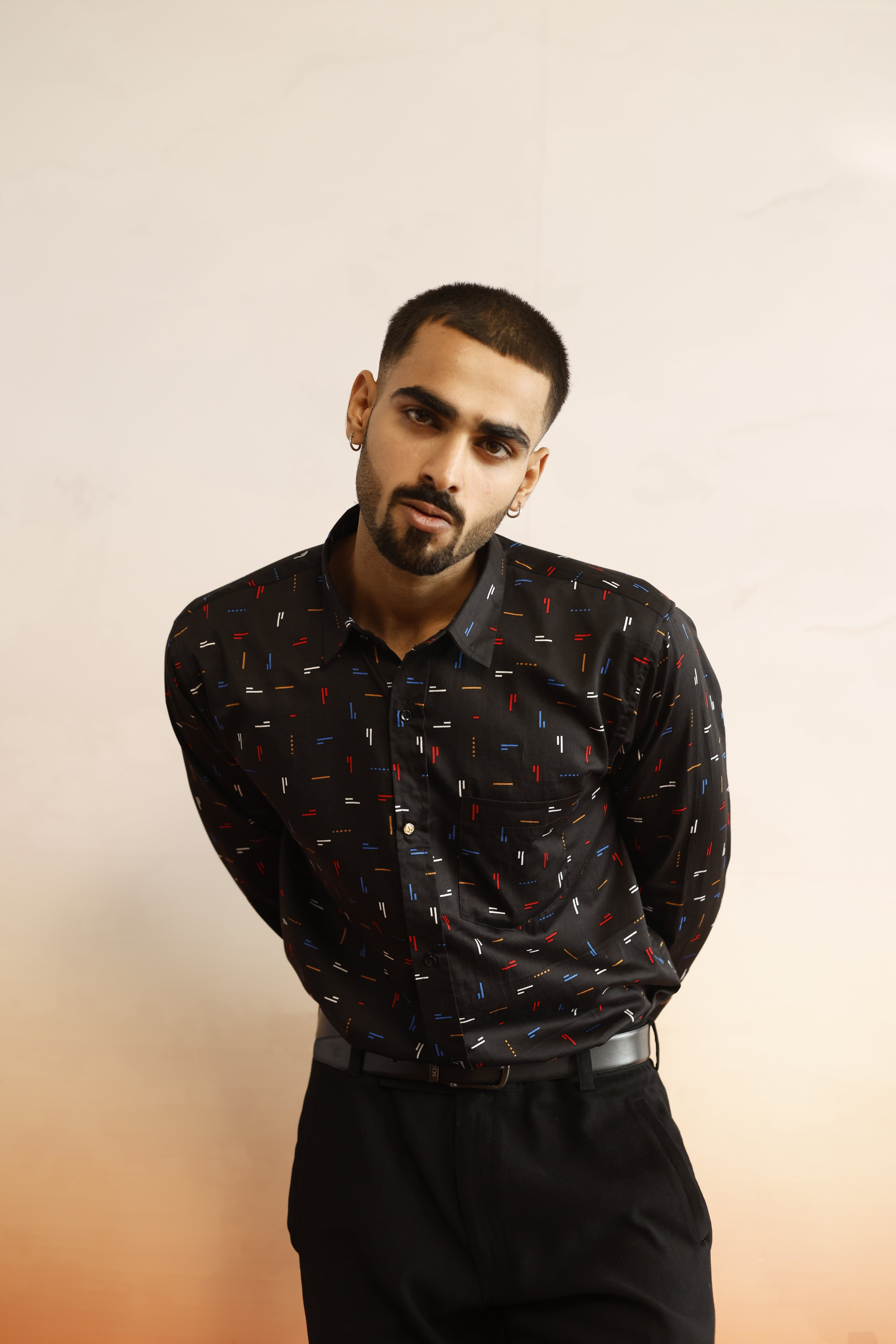 Black Matrix Printed Shirt in Cotton